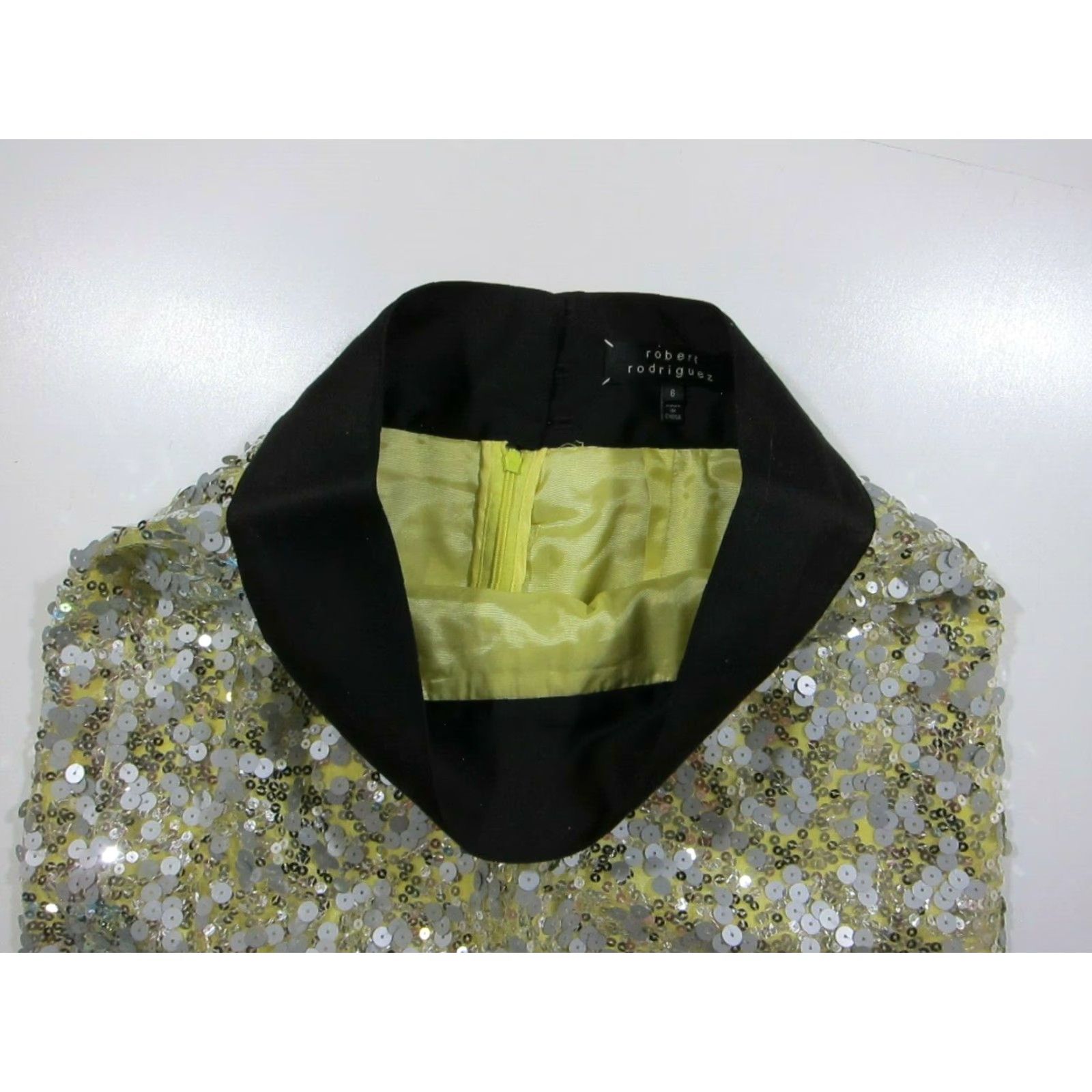 Robert Rodriguez Robert Rodriguez Mini Sequin Cocktail Skirt Women Size 6 Yellow Silver Black 100% Polyester Size 28" / US 6 / IT 42 - 3 Thumbnail