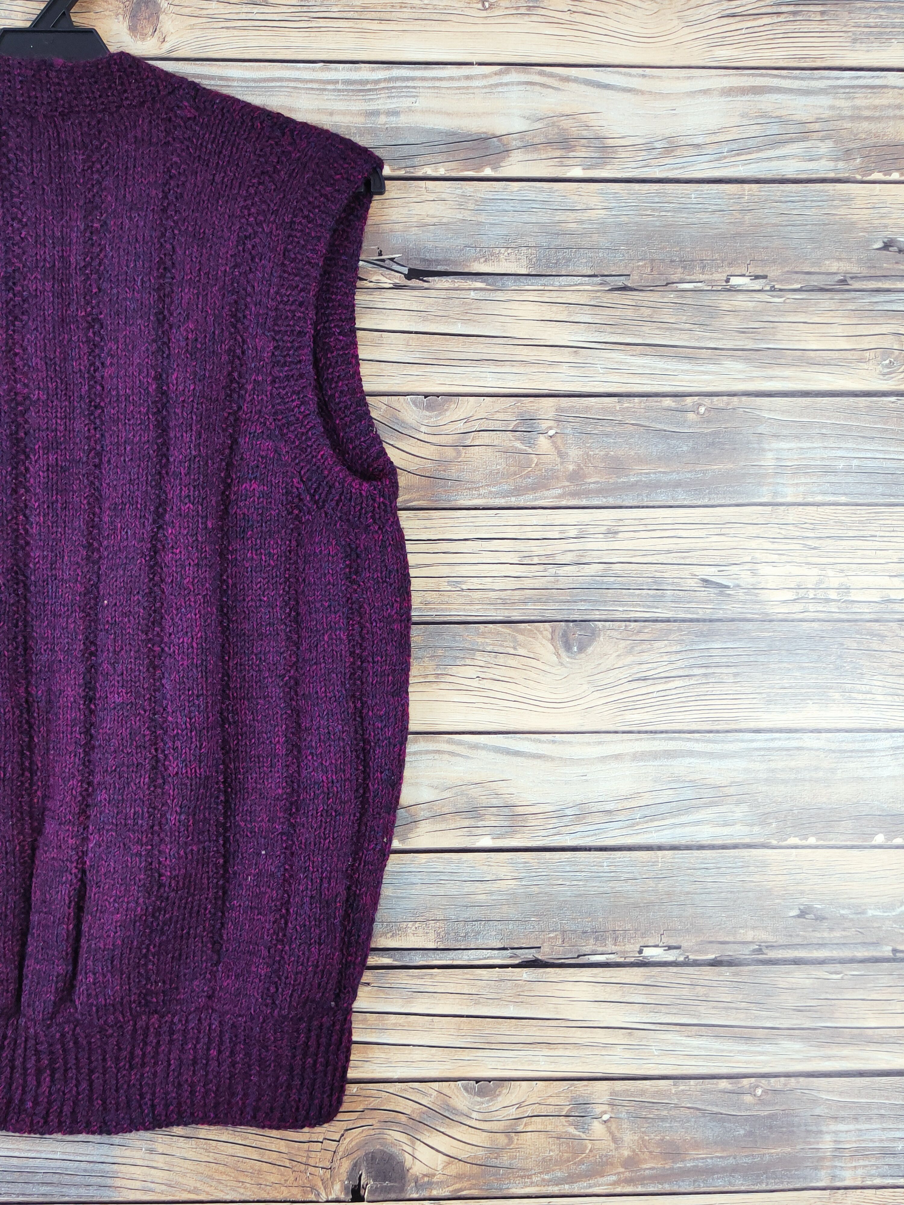 Aran Isles Knitwear × Japanese Brand × Vintage Japanese Brand Dark Purple Knitwear Button Up Vests #W989 Size M / US 6-8 / IT 42-44 - 9 Thumbnail