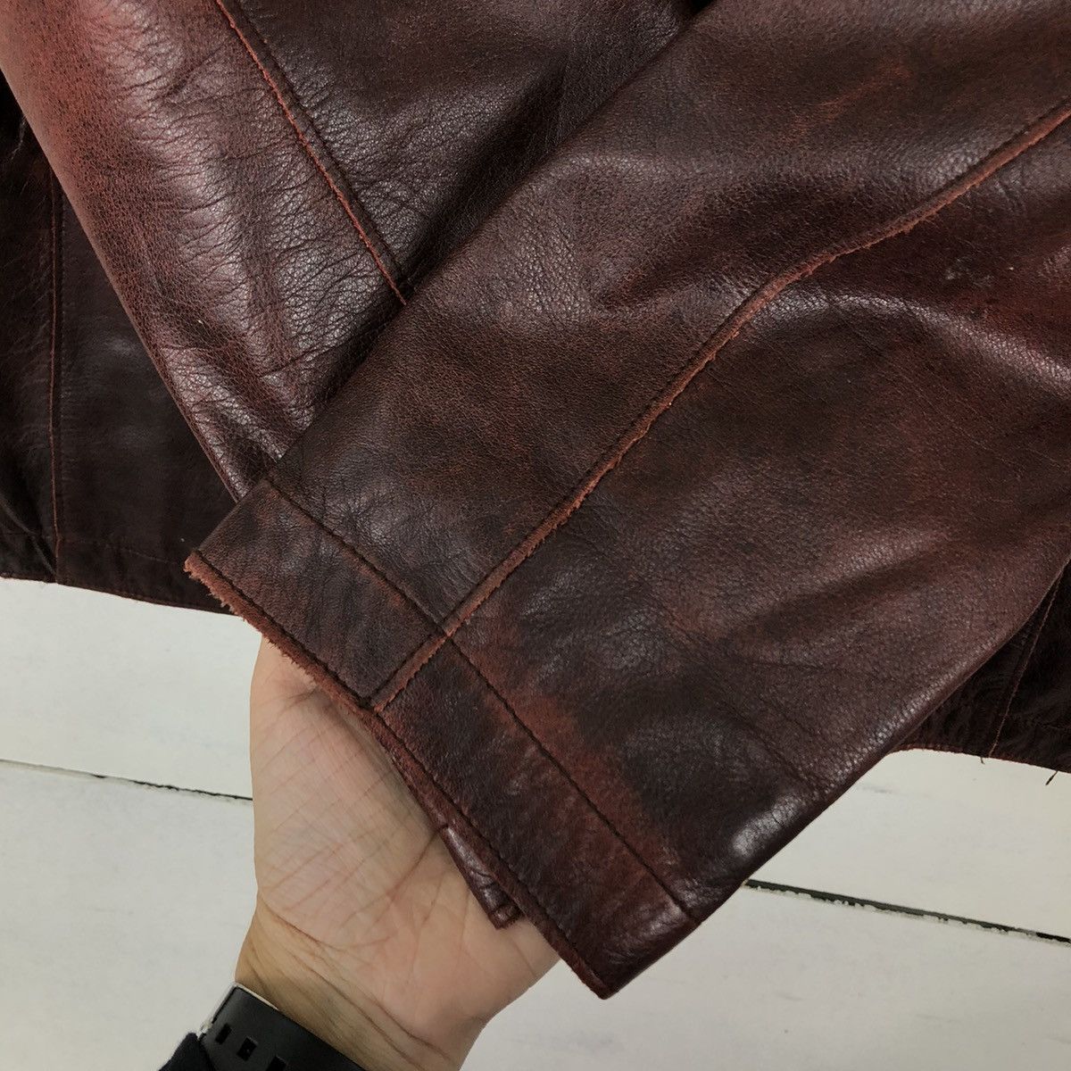 Japanese Brand VINTAGE BIKER LEATHER JACKET DOUBLE BREAST ACIDE JAPAN MADE Size US M / EU 48-50 / 2 - 11 Thumbnail