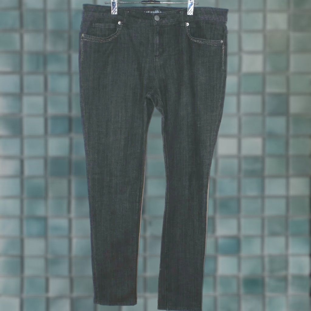 Denime Apostrophe Jeans Black Premium Denim Women's 14 36x32 Dark Washed Straight High Rise 32 Inseam Size 36" / US 14 / IT 50 - 1 Thumbnail