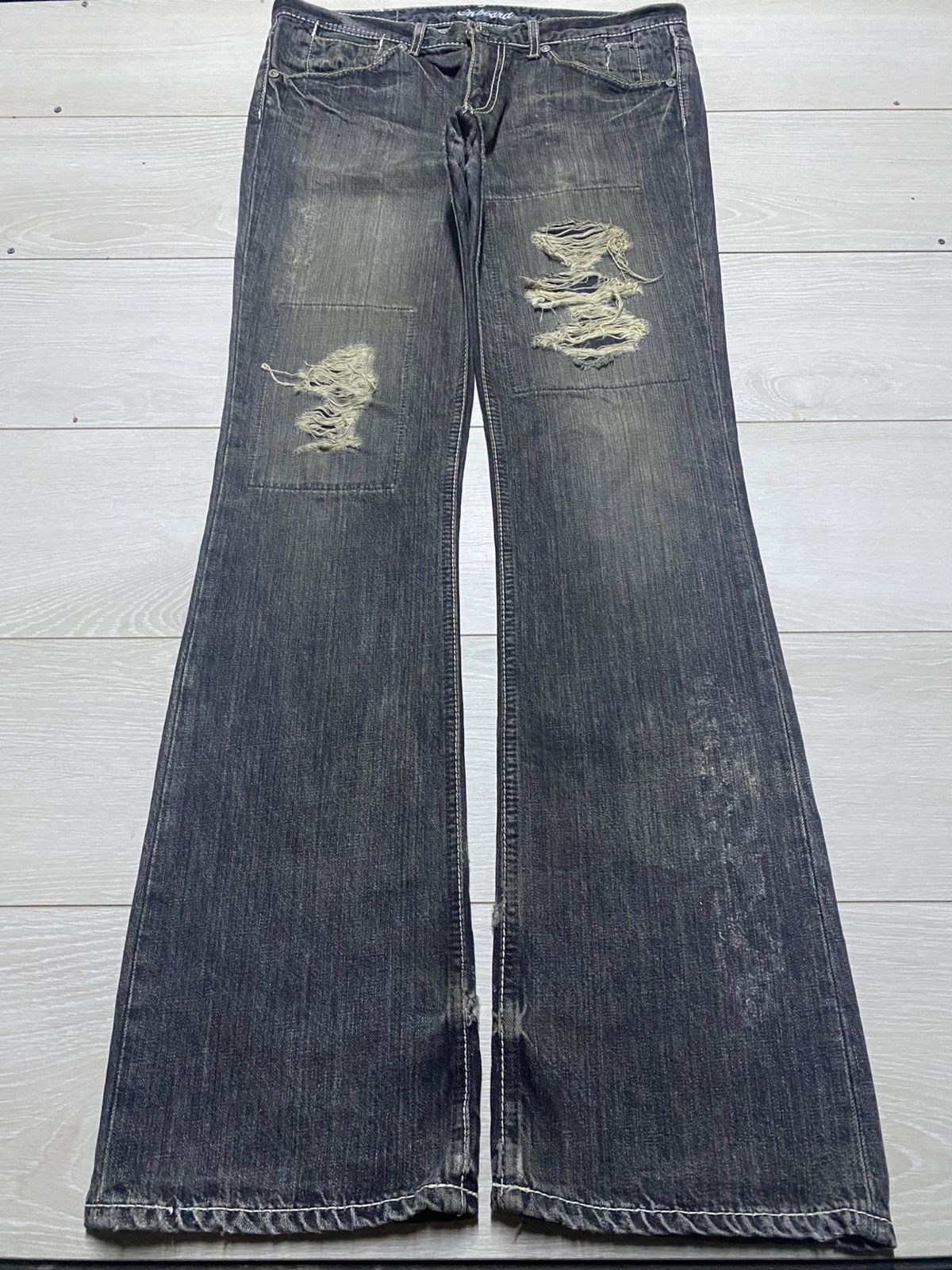 If Six Was Nine Vintage Japanese Brand On Board Patches Bootcut Flare Jeans Size US 34 / EU 50 - 1 Thumbnail