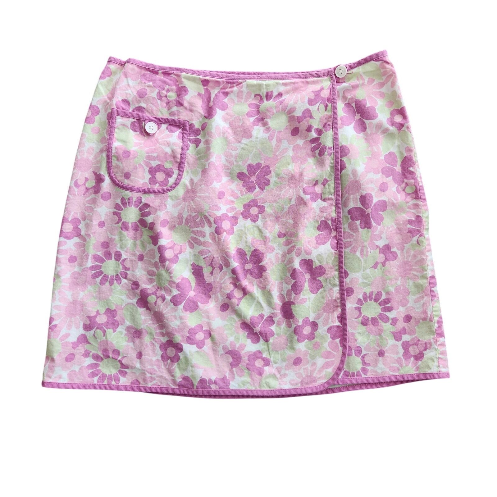 Vintage Vintage Y2K Ann Taylor Loft Pink White Wrap Mini Skirt 6 Size 26" / US 2 / IT 38 - 7 Thumbnail