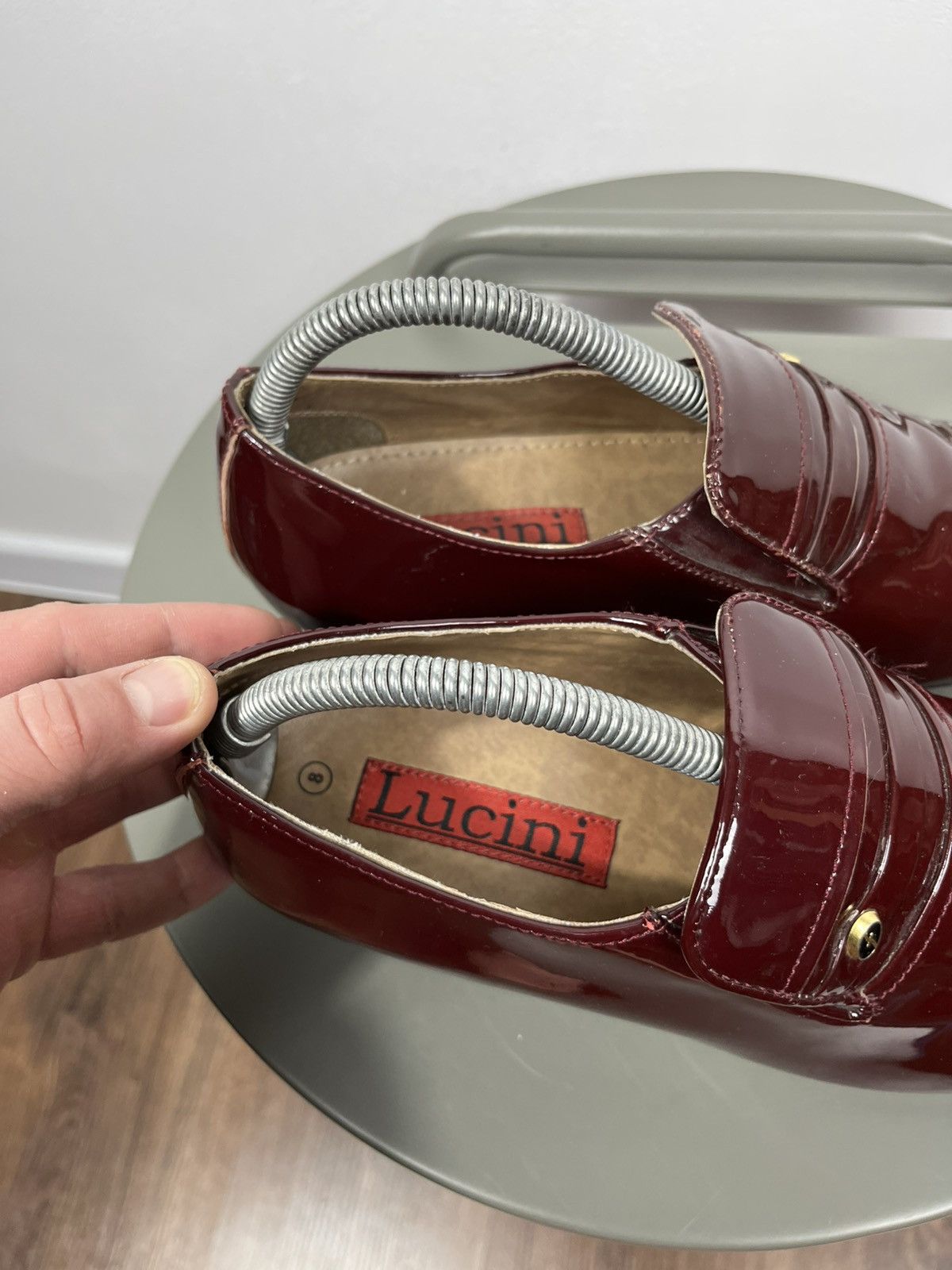 Other Lucini Burgundy Patent Leather Loafers UK 8 Size US 10 / IT 40 - 12 Thumbnail