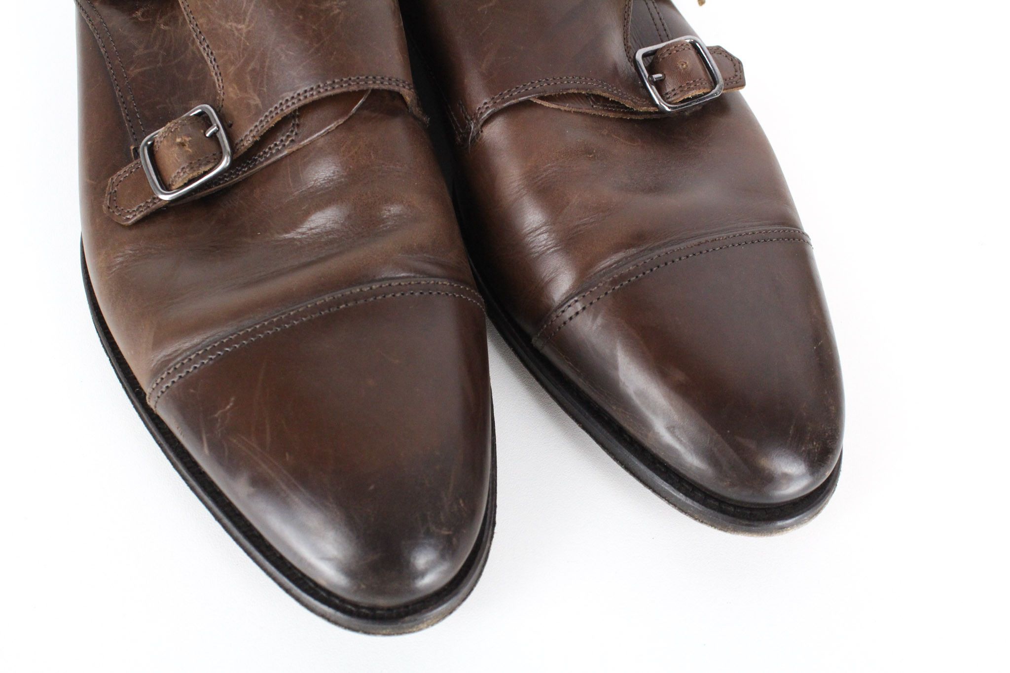 Suitsupply EU42.5 Mid Brown Leather Double Monk Shoes 73290 Size US 9.5 / EU 42-43 - 9 Thumbnail
