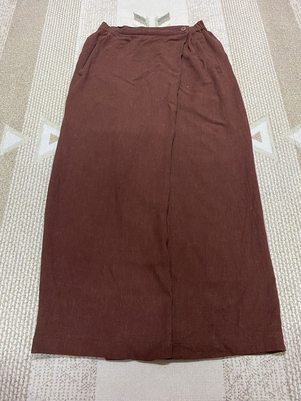 image of Issey Miyake Plantation Pleated Skirt in Brown, Women's (Size 28)