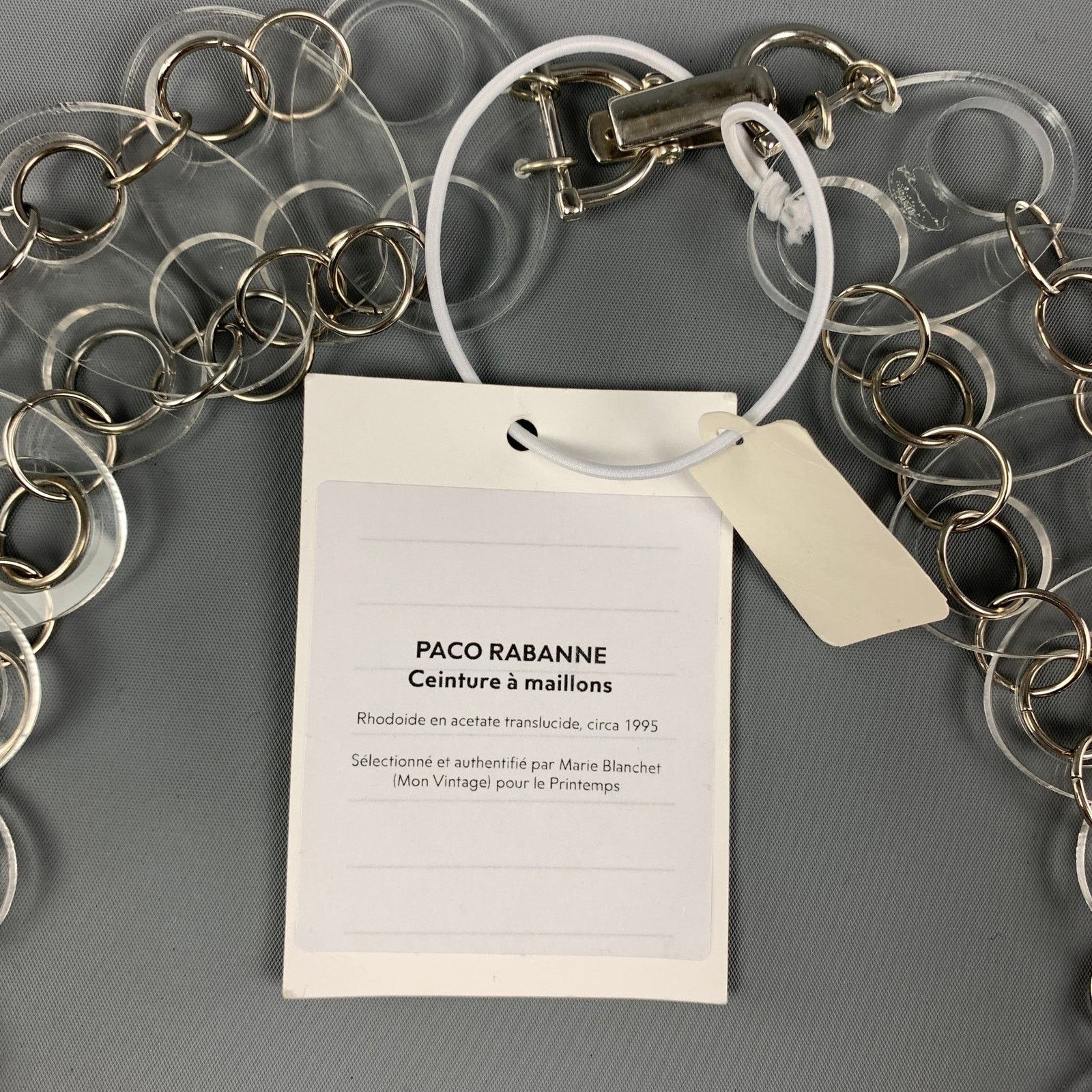 Paco Rabanne PACO RABANNE Clear Silver Link Lucite Ring Necklace Belt Size ONE SIZE - 5 Thumbnail