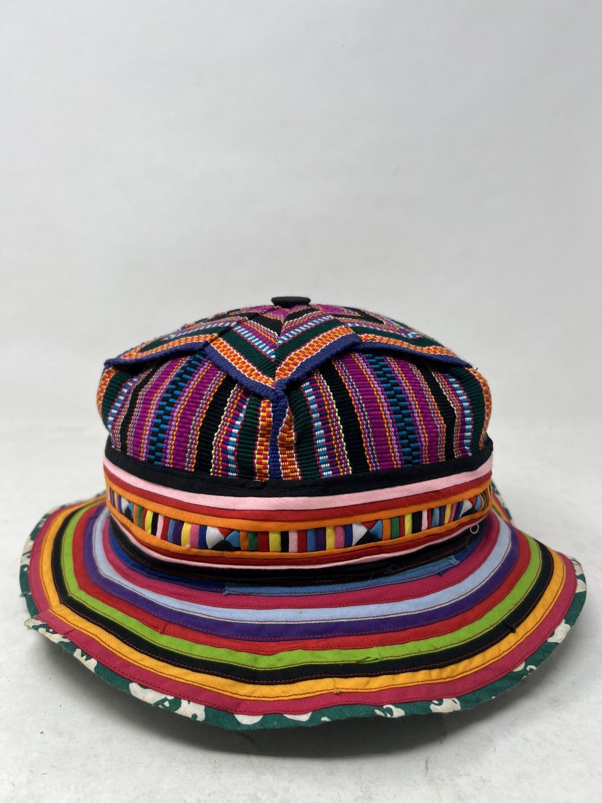 If Six Was Nine Hippie Hobo Patchwork Woven Geometric Hat Cap Size ONE SIZE - 1 Thumbnail