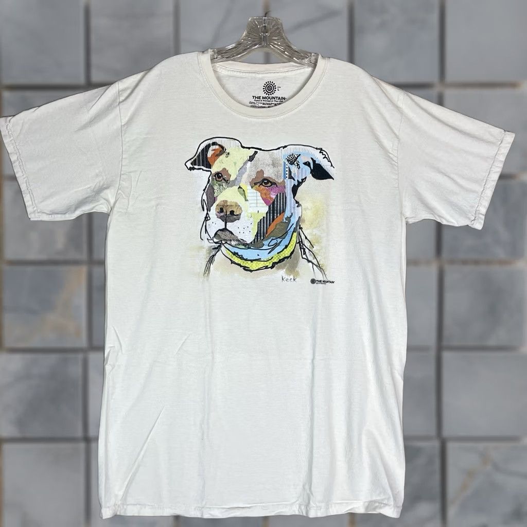 The Mountain The Mountain T-Shirt Mens L Ivory Pit Bull Dog Face 2014 Graphic Short Sleeve Size US L / EU 52-54 / 3 - 1 Thumbnail