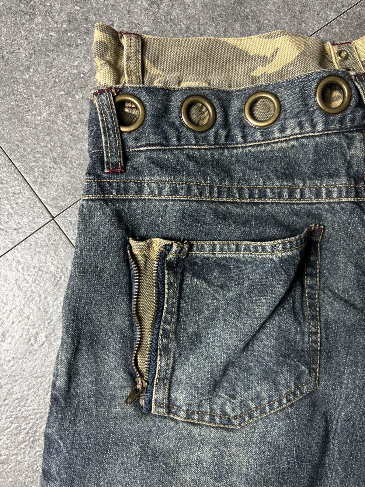 Japanese Brand 2000s Aphalle Double Waist Hybrid Camo Mudwash Jeans Size US 31 - 12 Thumbnail