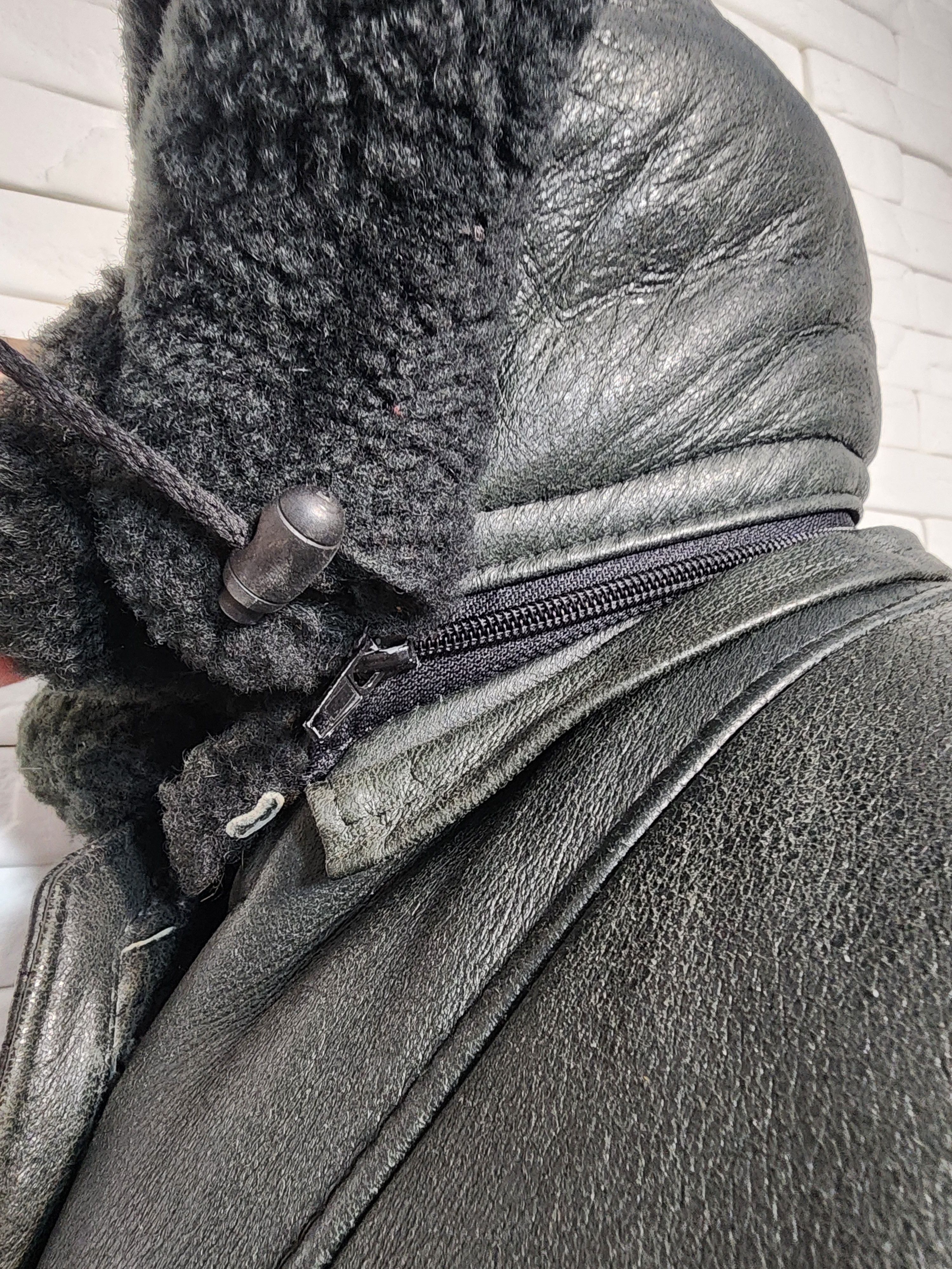 Genuine Leather Hooded Coat Genuine Fur, Women's Warm Winter Outerwear Size M / US 6-8 / IT 42-44 - 7 Thumbnail