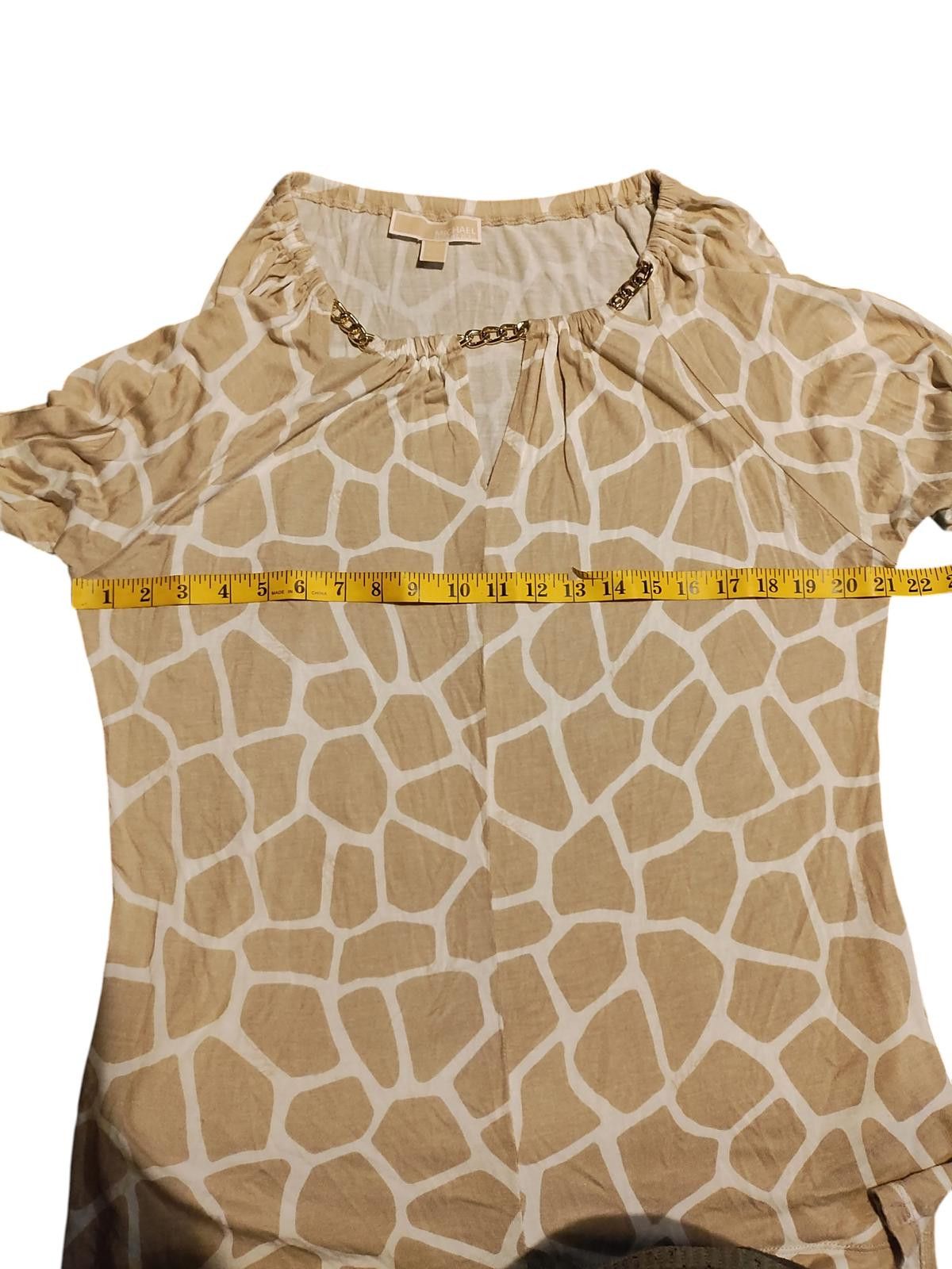 Michael Kors Michael Kors Women's Beige Patterned Long Sleeve Blouse Size L / US 10 / IT 46 - 7 Thumbnail