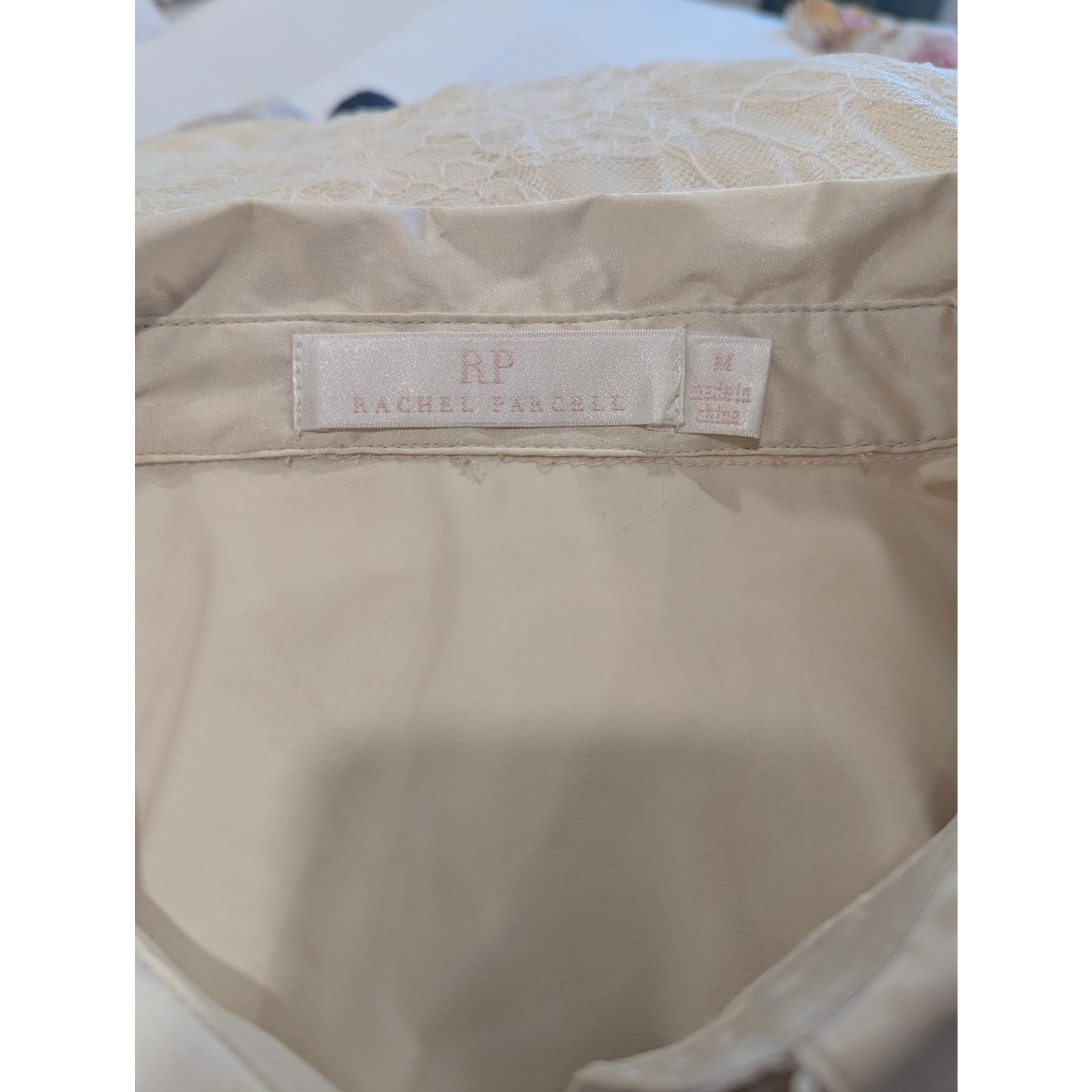 Other Rachel Parcell Lace Cream Satin Button Down Medium Size M / US 6-8 / IT 42-44 - 7 Thumbnail