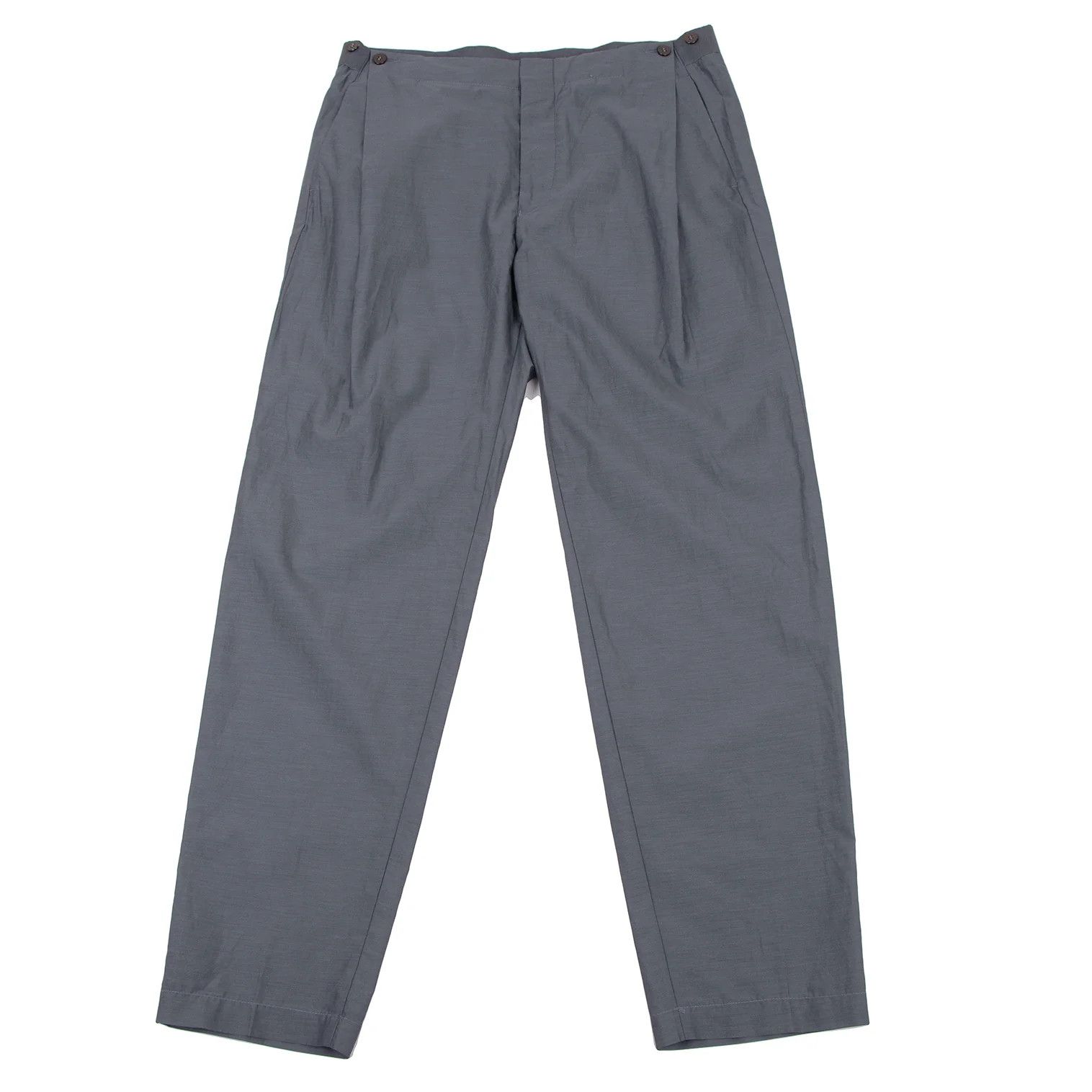 Emporio Armani Silk-Cotton Side Button Tuck Pants in Blue Gray Size 50 Size US 34 / EU 50 - 1 Thumbnail