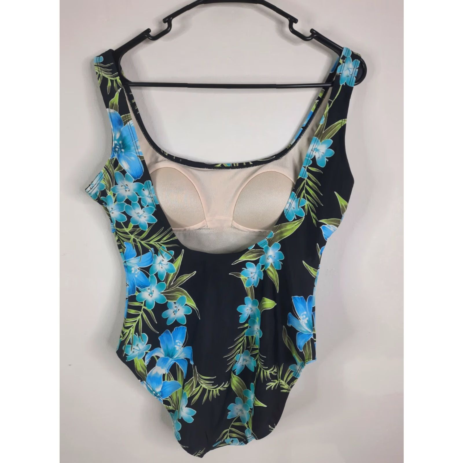 Vintage VINTAGE Beach Cabana One Piece Swimsuit Floral Black Blue High Leg Low Back size L Women 90s Size ONE SIZE - 6 Thumbnail