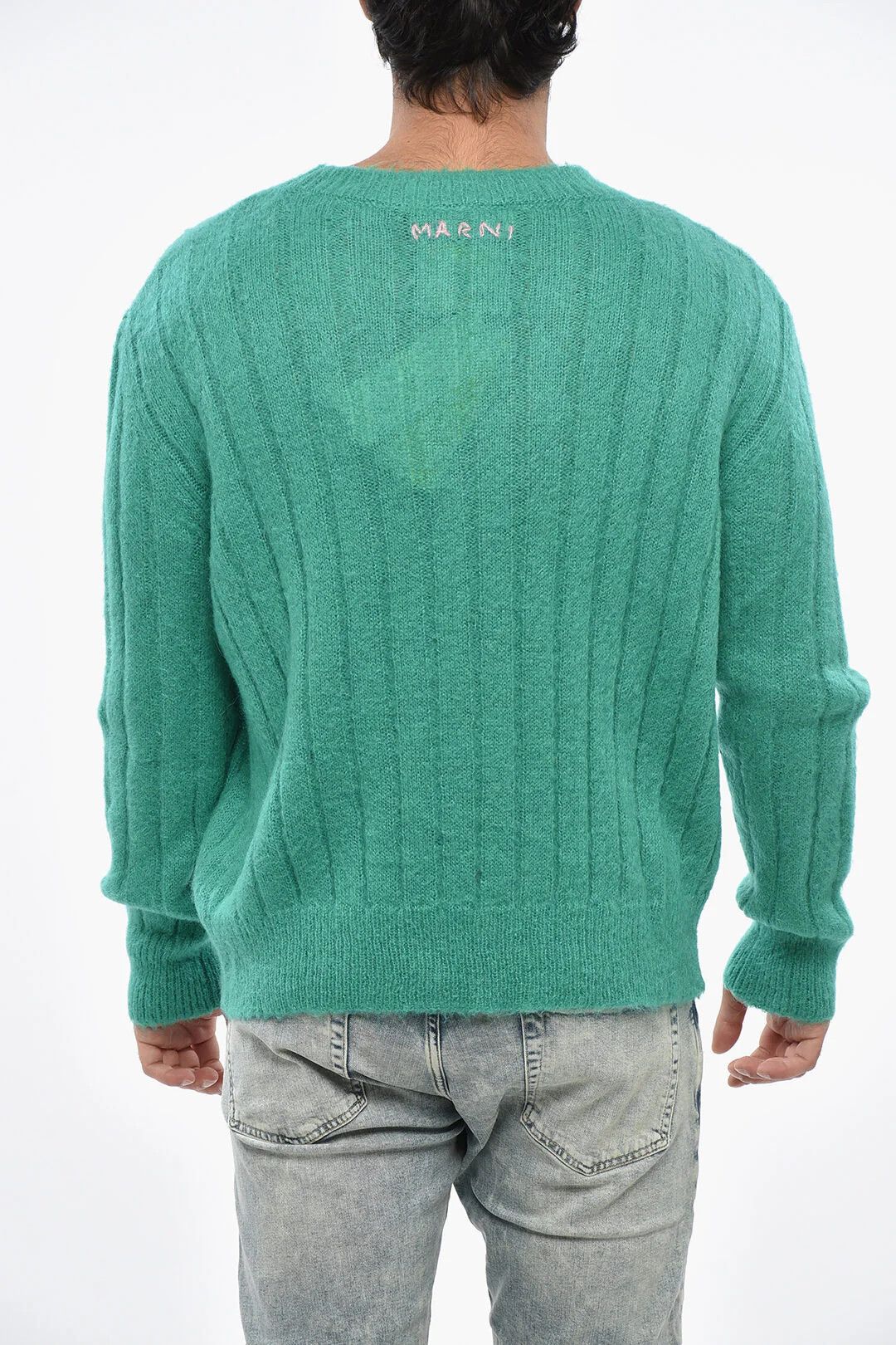 Marni og1mm0326 Solid Crewneck Sweater in Green Size US M / EU 48-50 / 2 - 2 Thumbnail