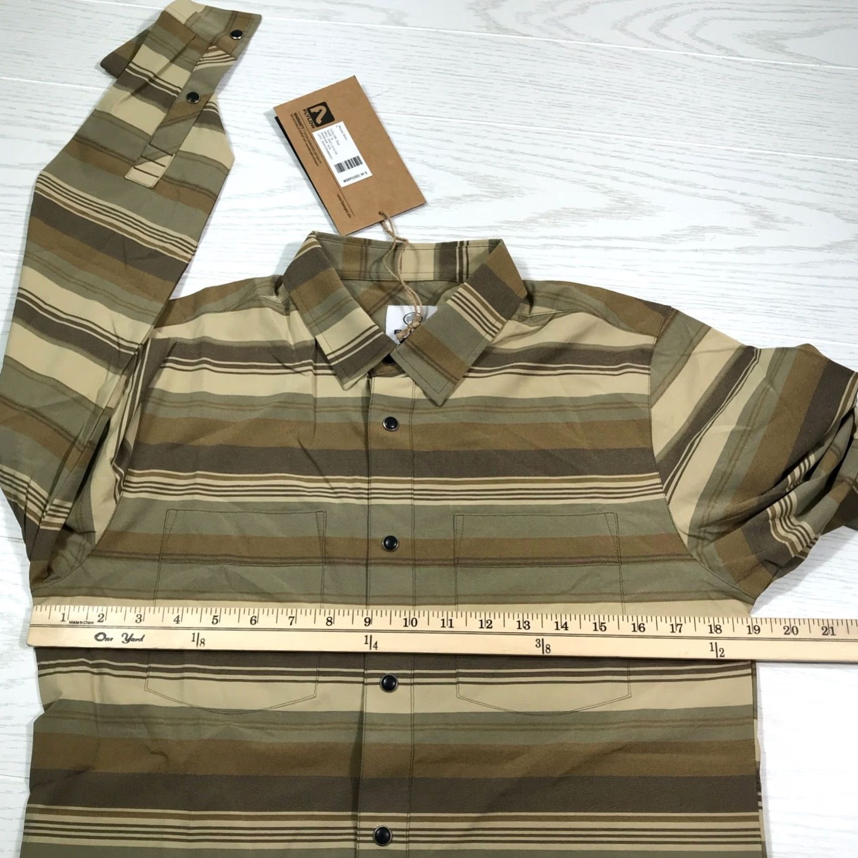 Flylow Shirt Men Small Brown Stripe Pearl Snap Long Sleeve 50 Upf Pockets New, Men's — image 5 of 6