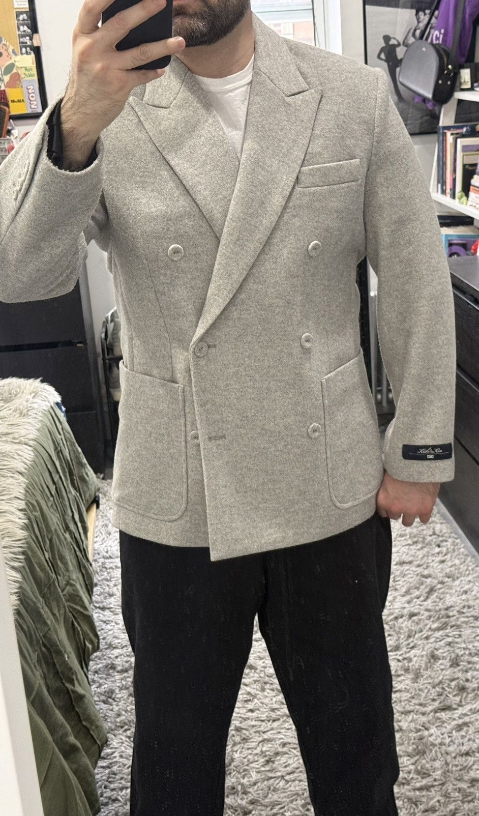 Kith Kith Felted Double Brested Blazer Heather Grey | Size S Size 38R - 4 Thumbnail