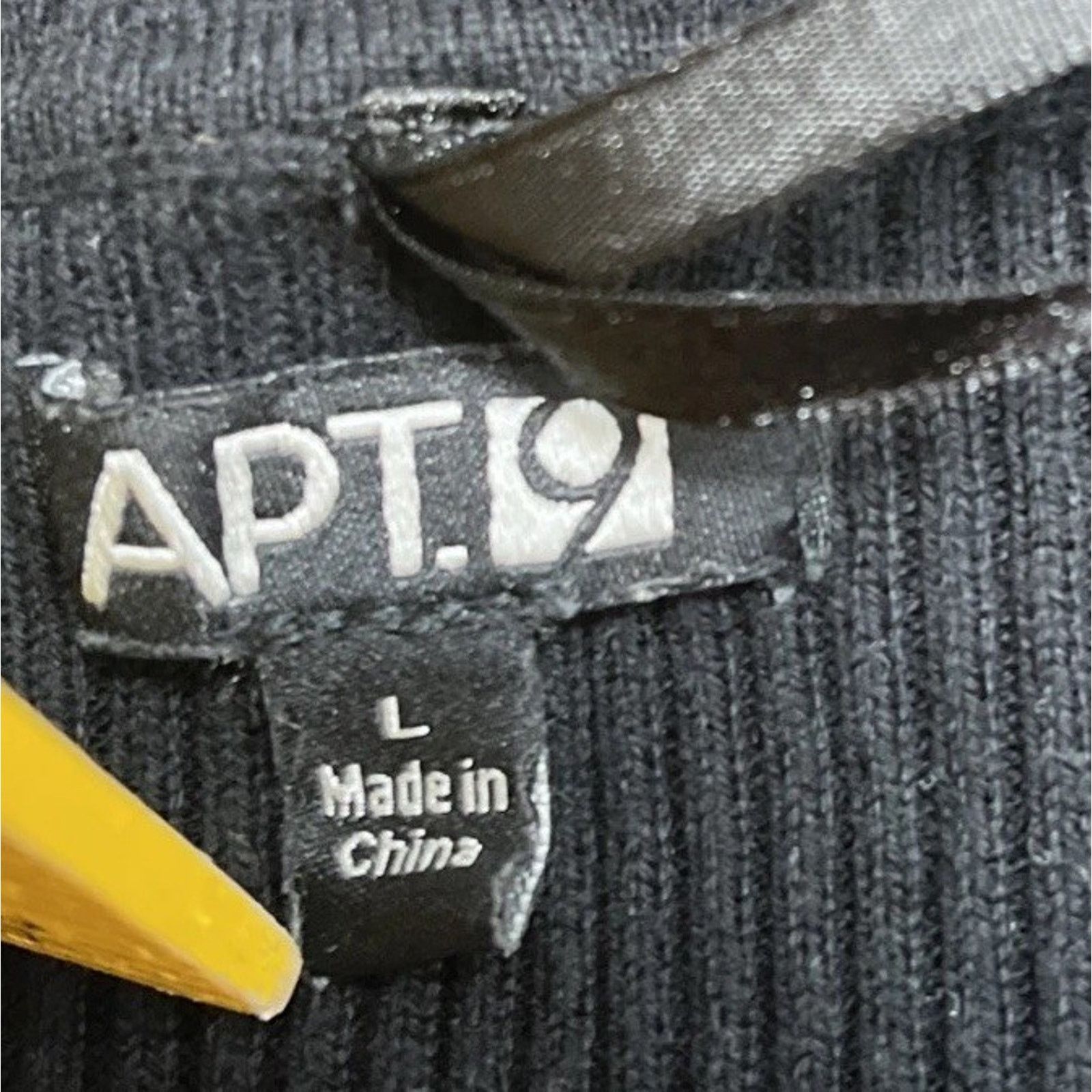 Apt. 9 APT 9 SZ L Cotton/Nylon Black Ribbed U-Neck Sweater Thin Size L / US 10 / IT 46 - 4 Thumbnail