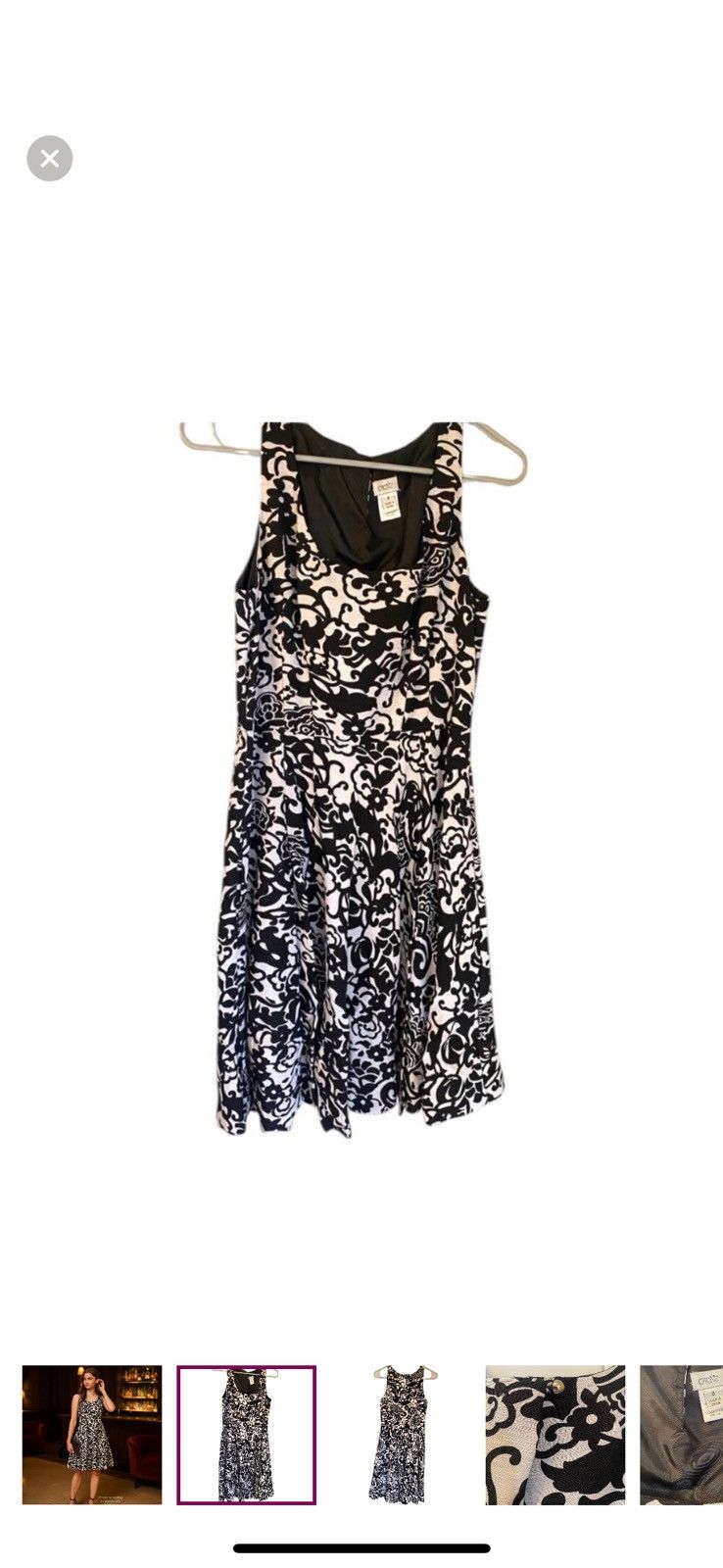 Other 100% Silk Cocktail Dress 8 | Fit & Flare Black & Silver Size M / US 6-8 / IT 42-44 - 2 Thumbnail