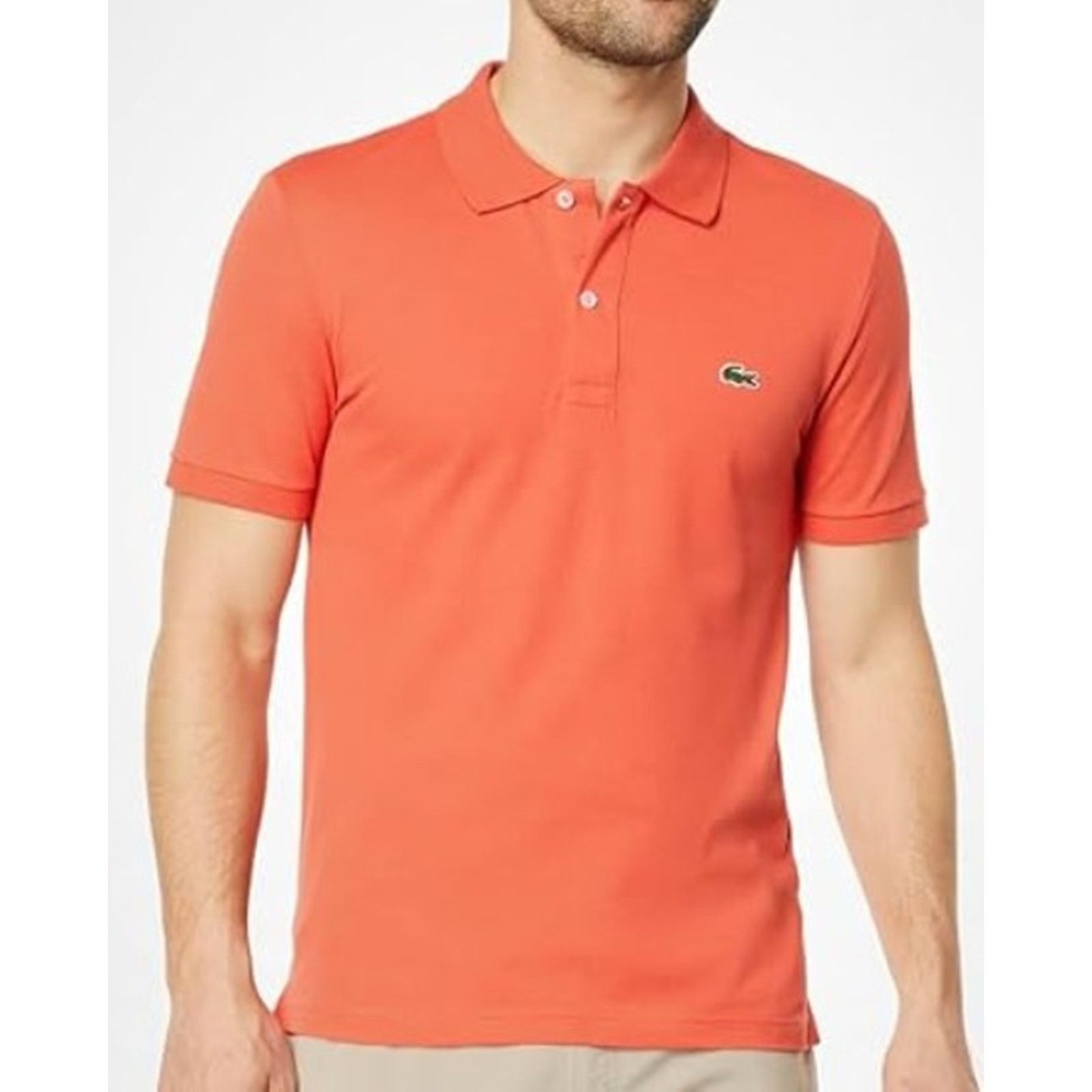 Lacoste Lacoste Mens Men's Short Classic Pique Polo Shirt Orange 2XL Size US XXL / EU 58 / 5 - 1 Thumbnail