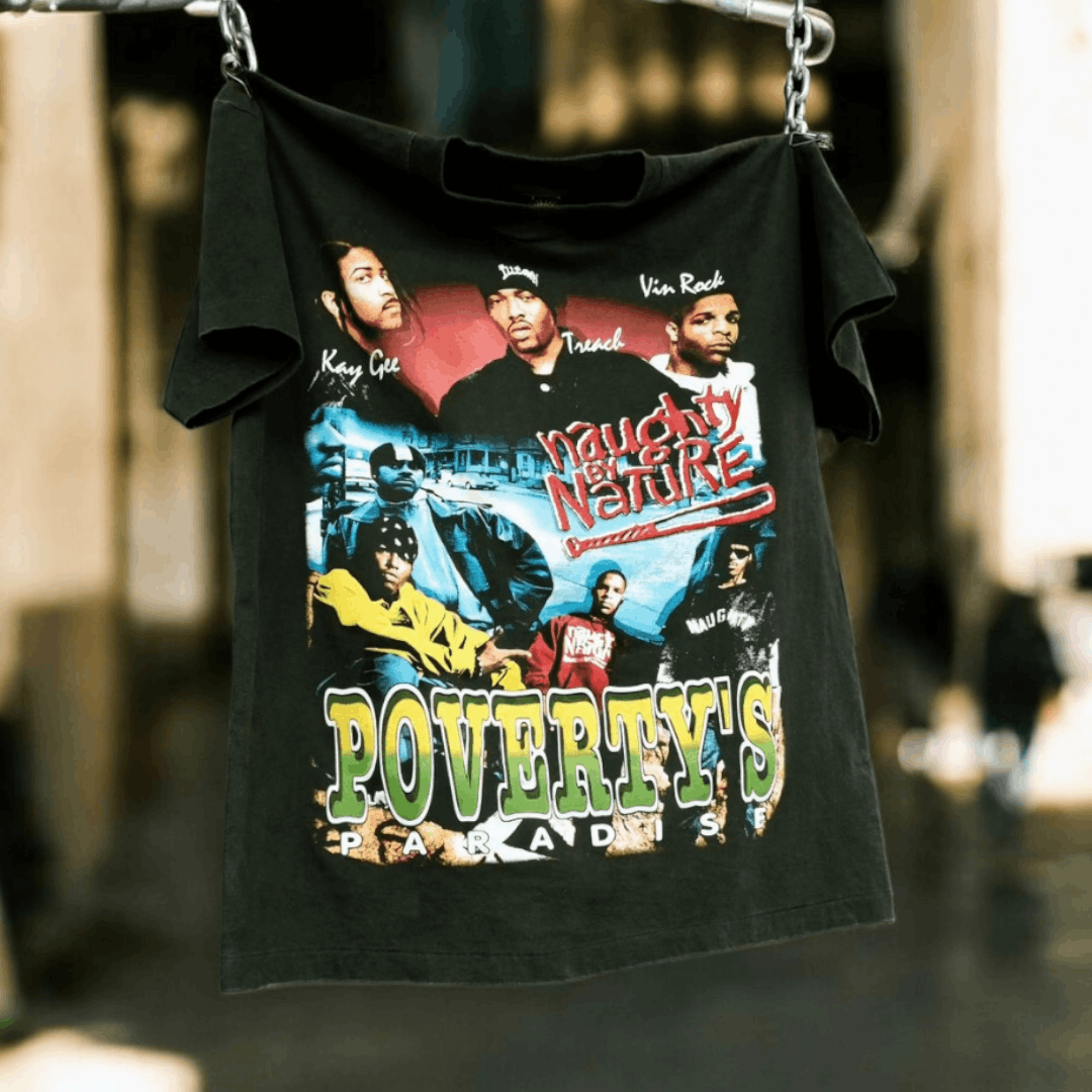 Band Tees × Rap Tees ⚾️ Naughty by Nature Poverty's Paradise Rap Tees Flow shirt Size US XL / EU 56 / 4 - 1 Thumbnail