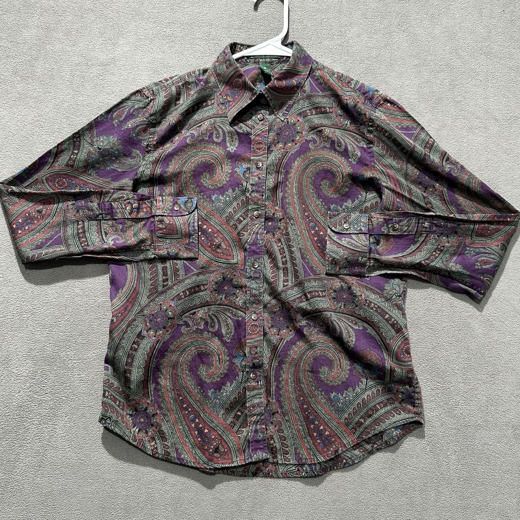 Ralph Lauren Lauren Ralph Lauren Shirt Womens Medium Purple Paisley Print Button Up Geometric Size M / US 6-8 / IT 42-44 - 2 Thumbnail