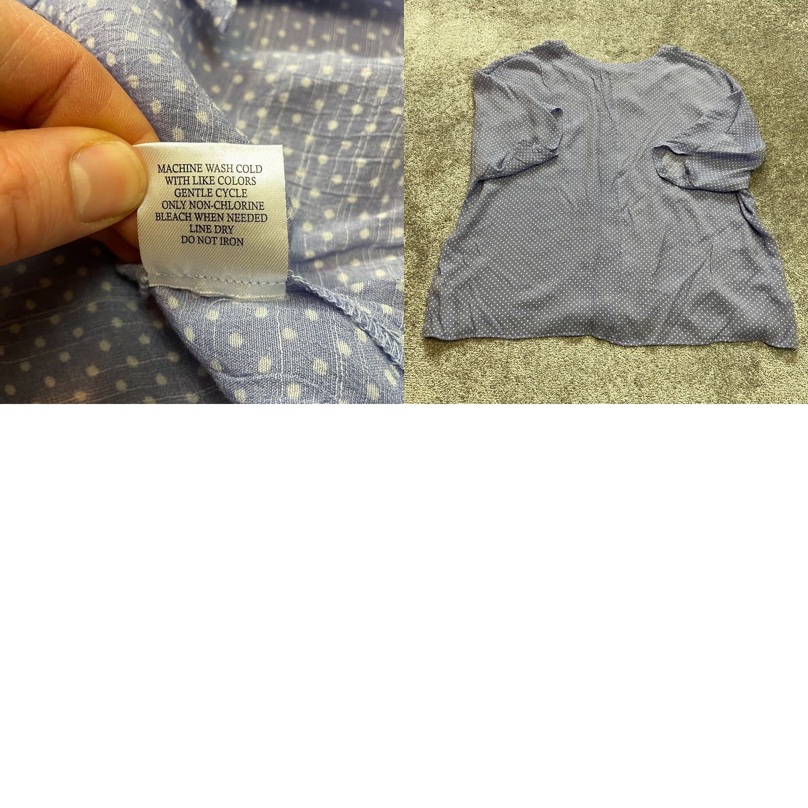FRED Fred David Womens Button Up Shirt 3X Light Blue Polka Dot Short Sleeve Size XXL / US 16-18 / IT 52-54 - 8 Thumbnail