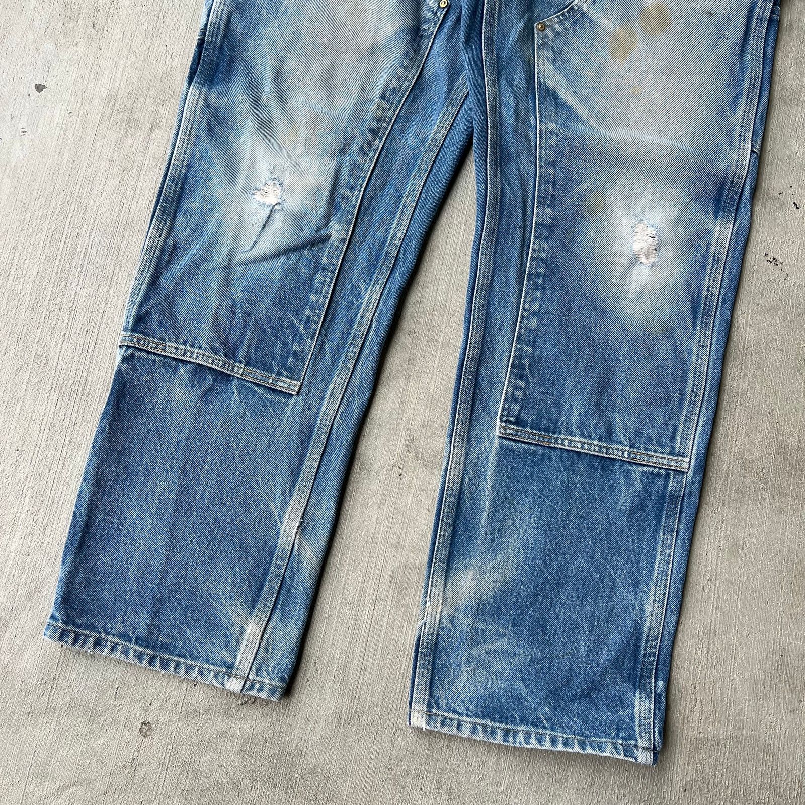 Carhartt × Vintage Carhartt denim fade blue B07 DNM double knee work wear pants Size US 34 / EU 50 - 3 Thumbnail