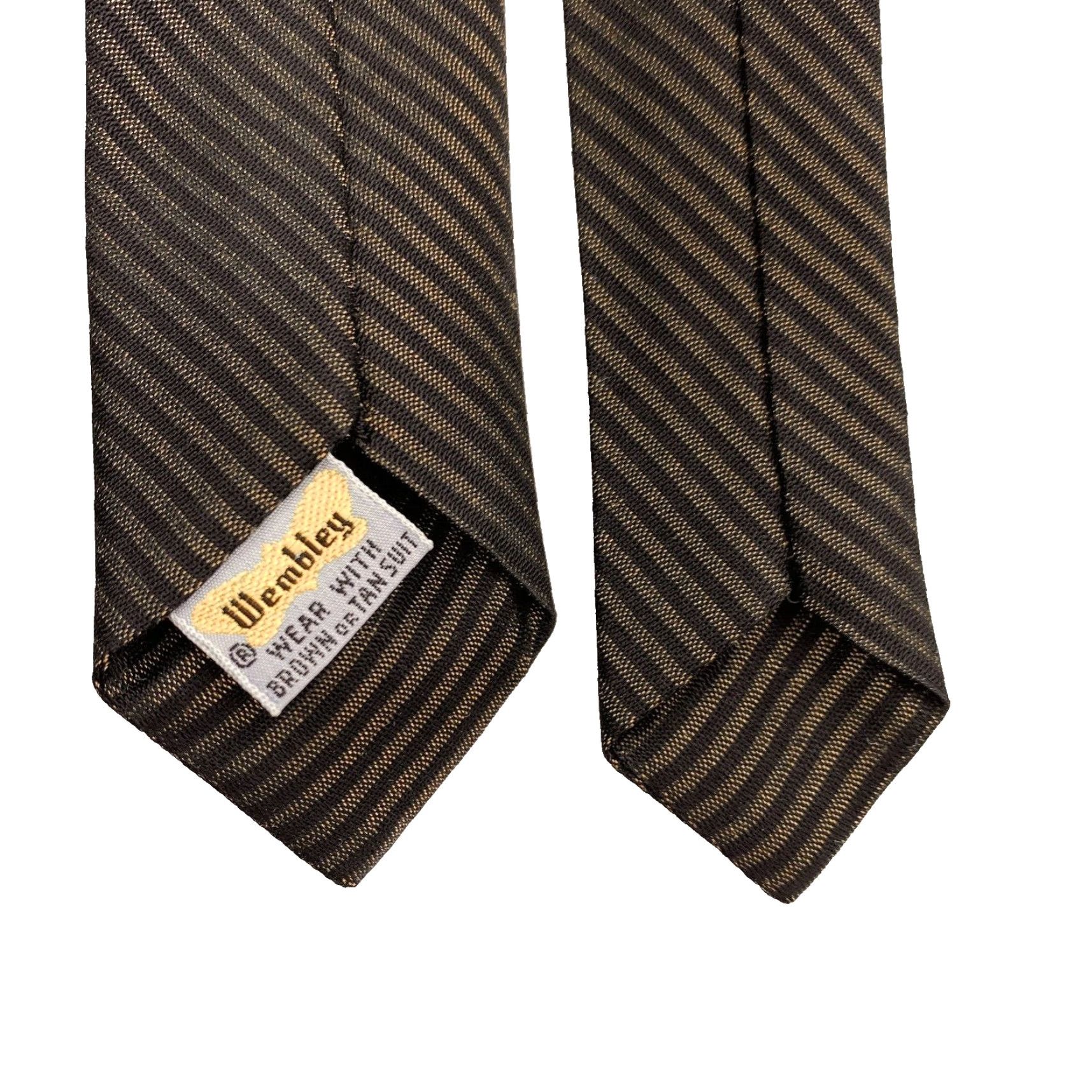 Vintage VINTAGE Wembley Striped Black Gold Skinny Tie 51 x 2 Men Tie Size ONE SIZE - 4 Thumbnail