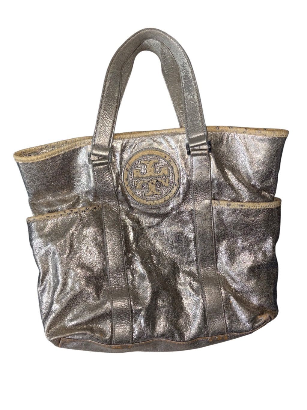 Tory Burch Tory Burch Metallic Leather Tote Bag Size ONE SIZE - 9 Thumbnail