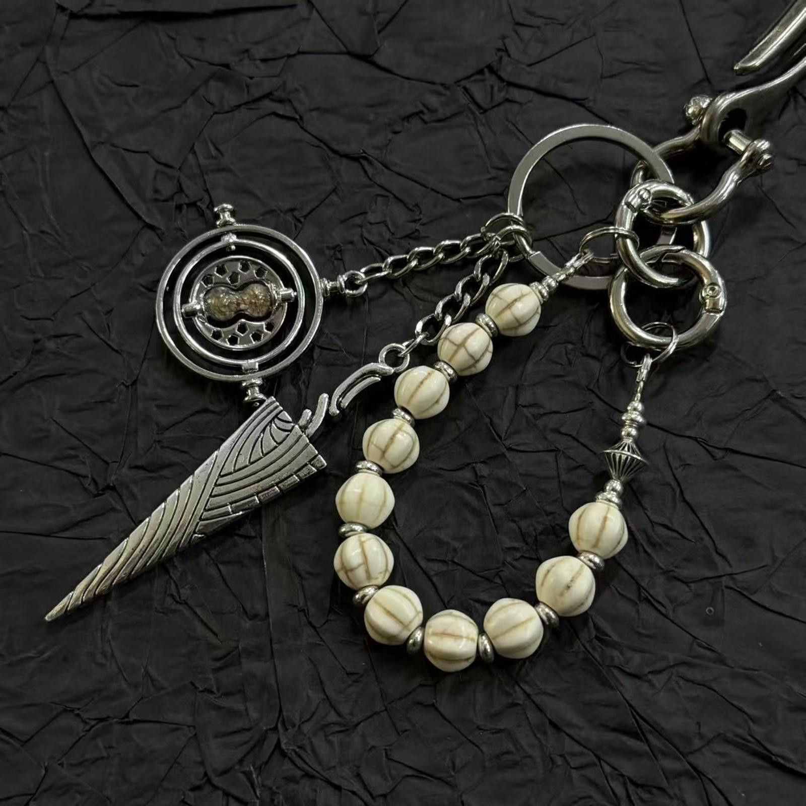 Jewelry Black Native American Style Keychain with Beads and Charms Size ONE SIZE - 3 Thumbnail