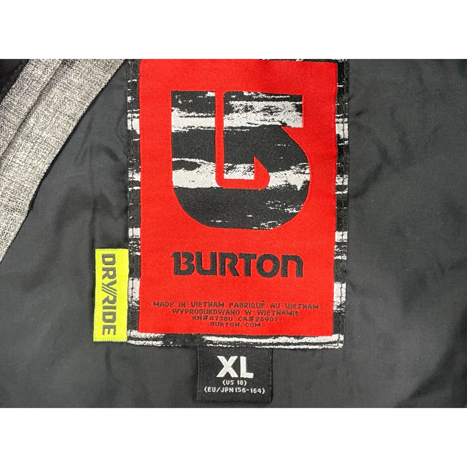Burton Dry Ride Teen XL Gray Parka Jacket Hooded Snow Ski Winter All Seasons