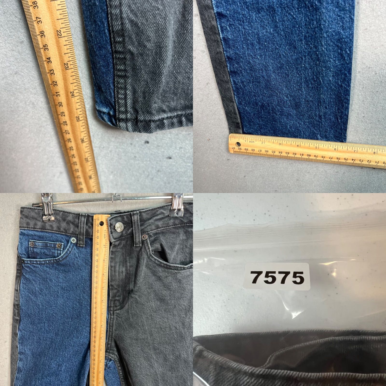 Topshop VINTAGE Topshop Two-Tone Straight Leg Jeans 26 x 32 Blue Black Denim Womens Size 26" / US 2 / IT 38 - 8 Thumbnail