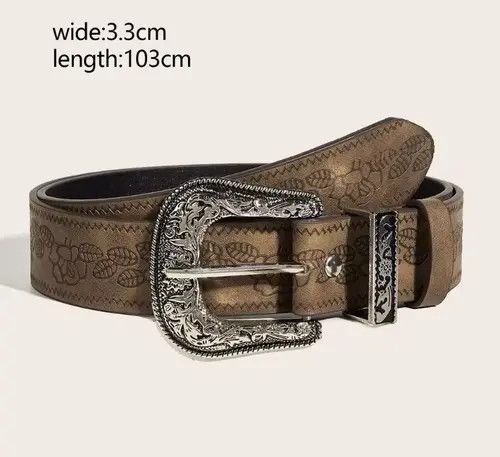 Other Cowboy Style Buckle PU Leather Belt Size ONE SIZE - 1 Thumbnail