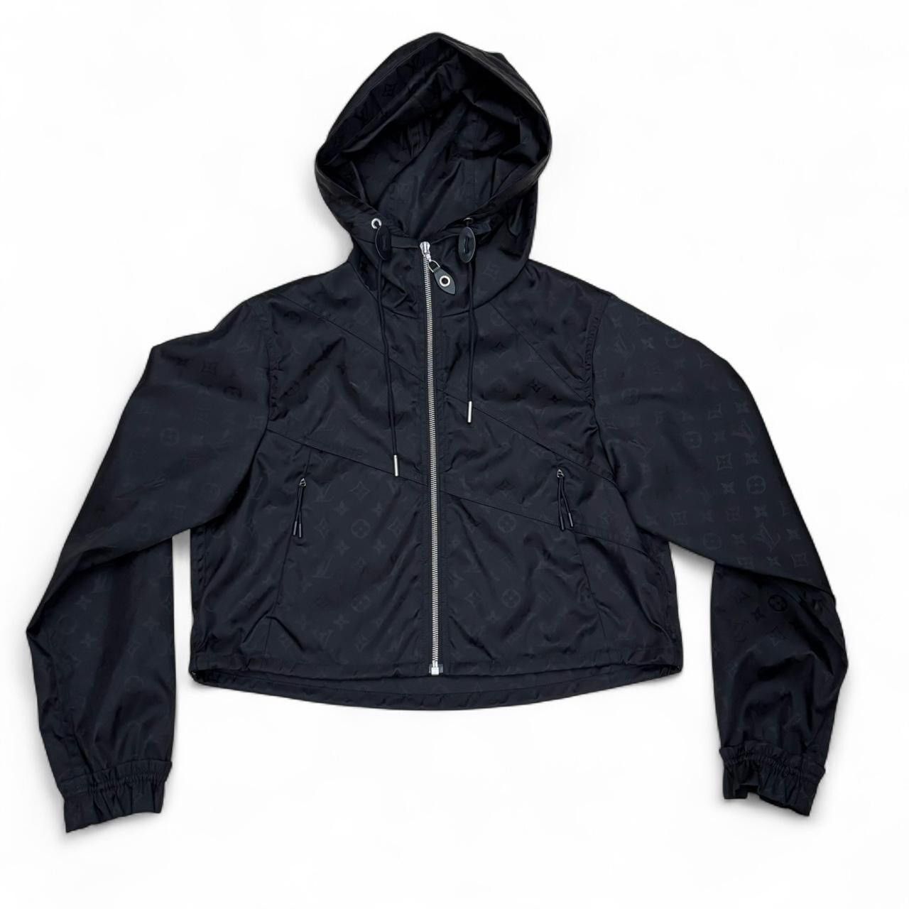 Louis Vuitton Louis Vuitton Black Cropped Monogram Windbreaker Jacket Size XXS / US 00 / IT 34 - 2 Thumbnail