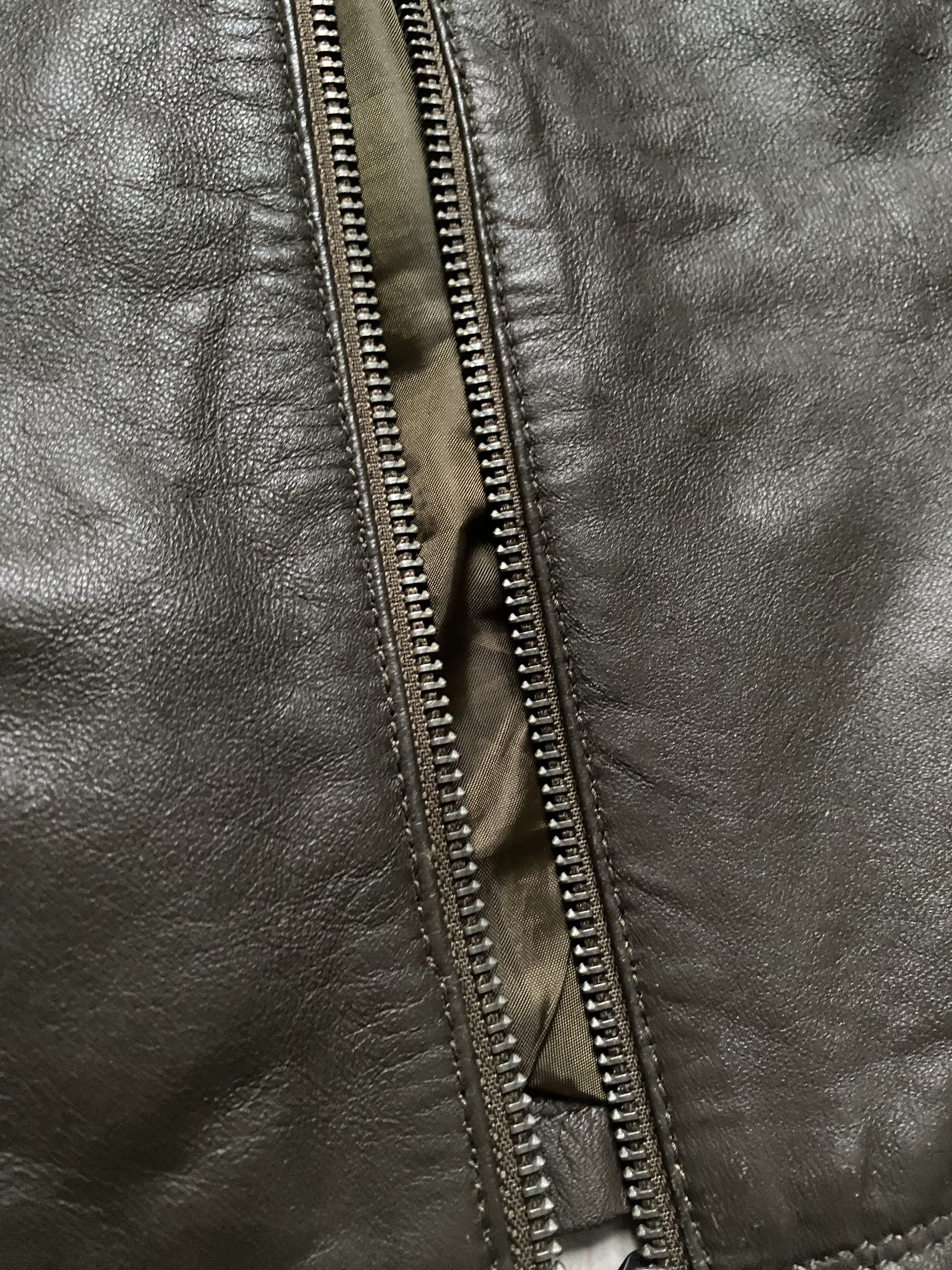 Vintage Leather Biker Jacket by HEMA – Olive Brown Size S / US 4 / IT 40 - 3 Thumbnail