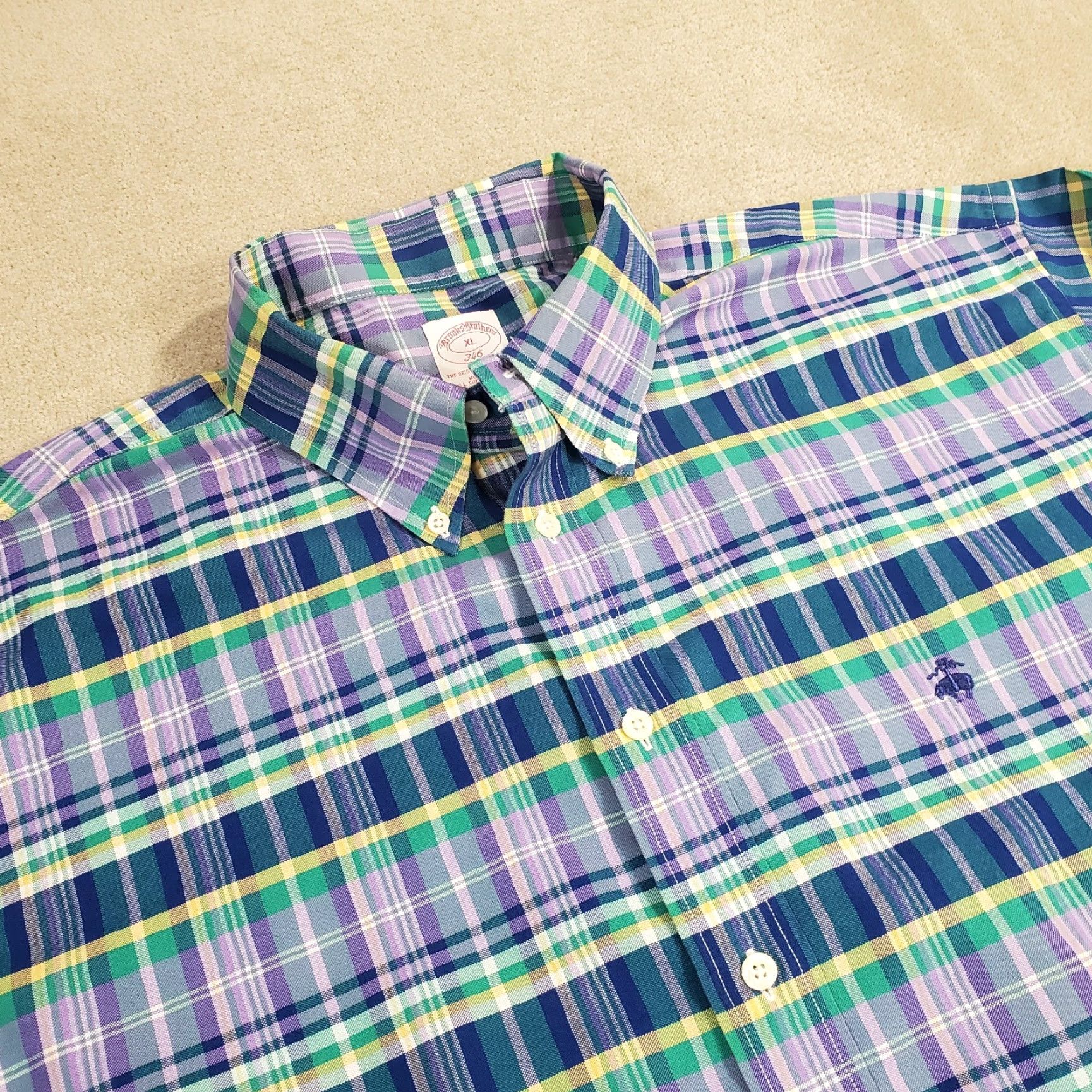 Brooks Brothers Brooks Brothers Shirt Mens XL Button-Up Oxford Long Sleeve Purple Blue Plaid Casual Preppy Button-Down Collar Men Size US XL / EU 56 / 4 - 2 Thumbnail