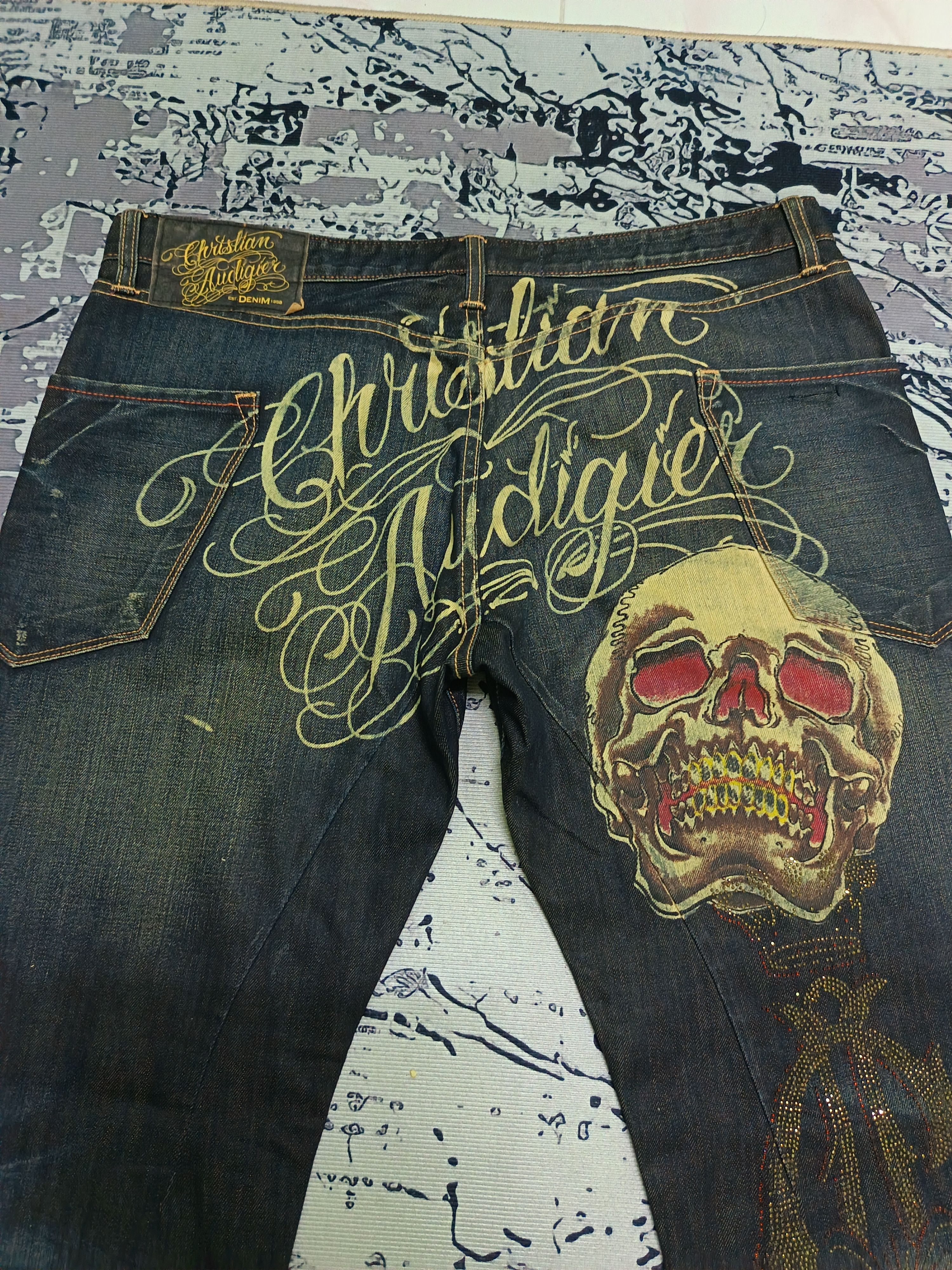 Christian Audigier Christian Audigier Embroidered Maria And Skull Denim Size US 39 - 4 Thumbnail