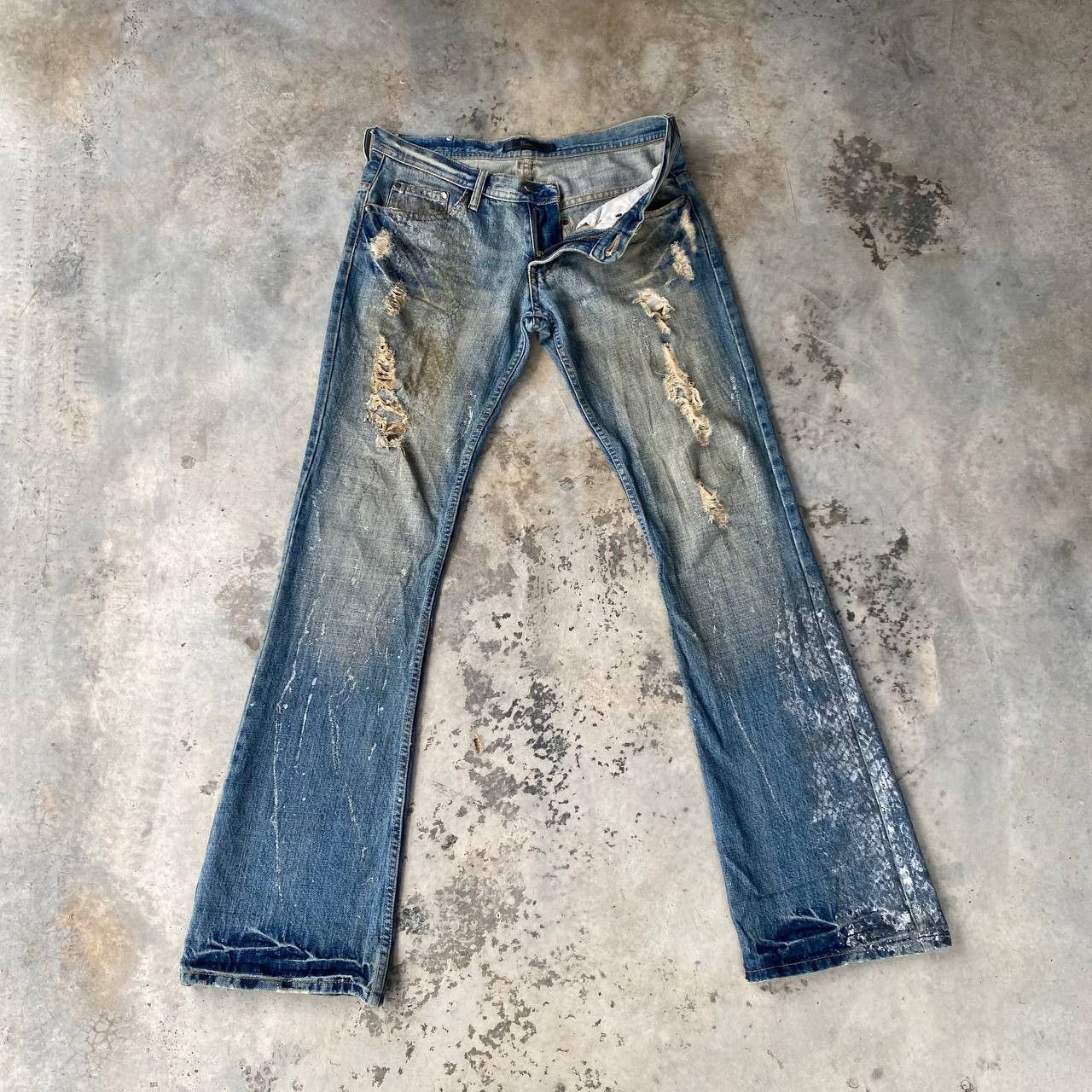 Japanese Brand FLARE Midas Japan "Gimmick" Distressed Grunge Cyber Punk Size US 29 - 7 Thumbnail
