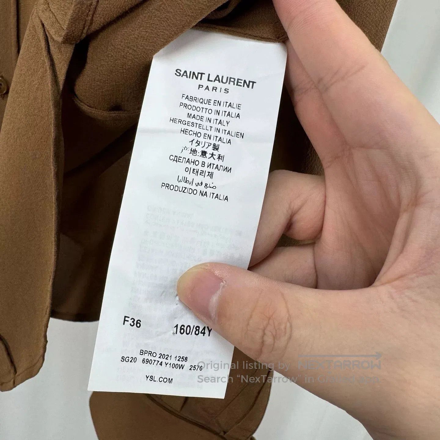 Saint Laurent Paris brown silk long sleeve shirt by saint laurent. Size US S / EU 44-46 / 1 - 7 Thumbnail