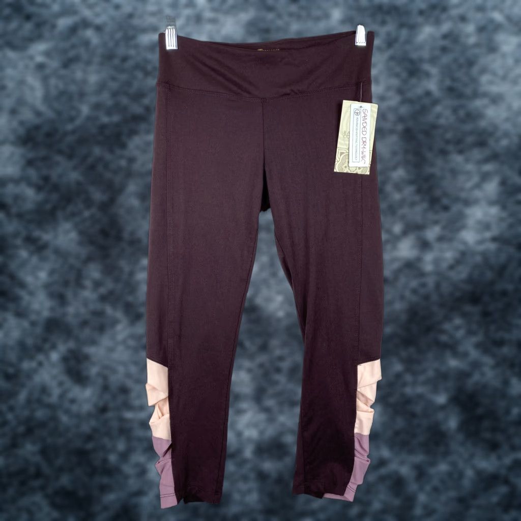 Vintage VINTAGE Balance Collection Leggings Womens S Burgundy Laced Leg Crop Workout Running NWT Size 28" / US 6 / IT 42 - 1 Thumbnail