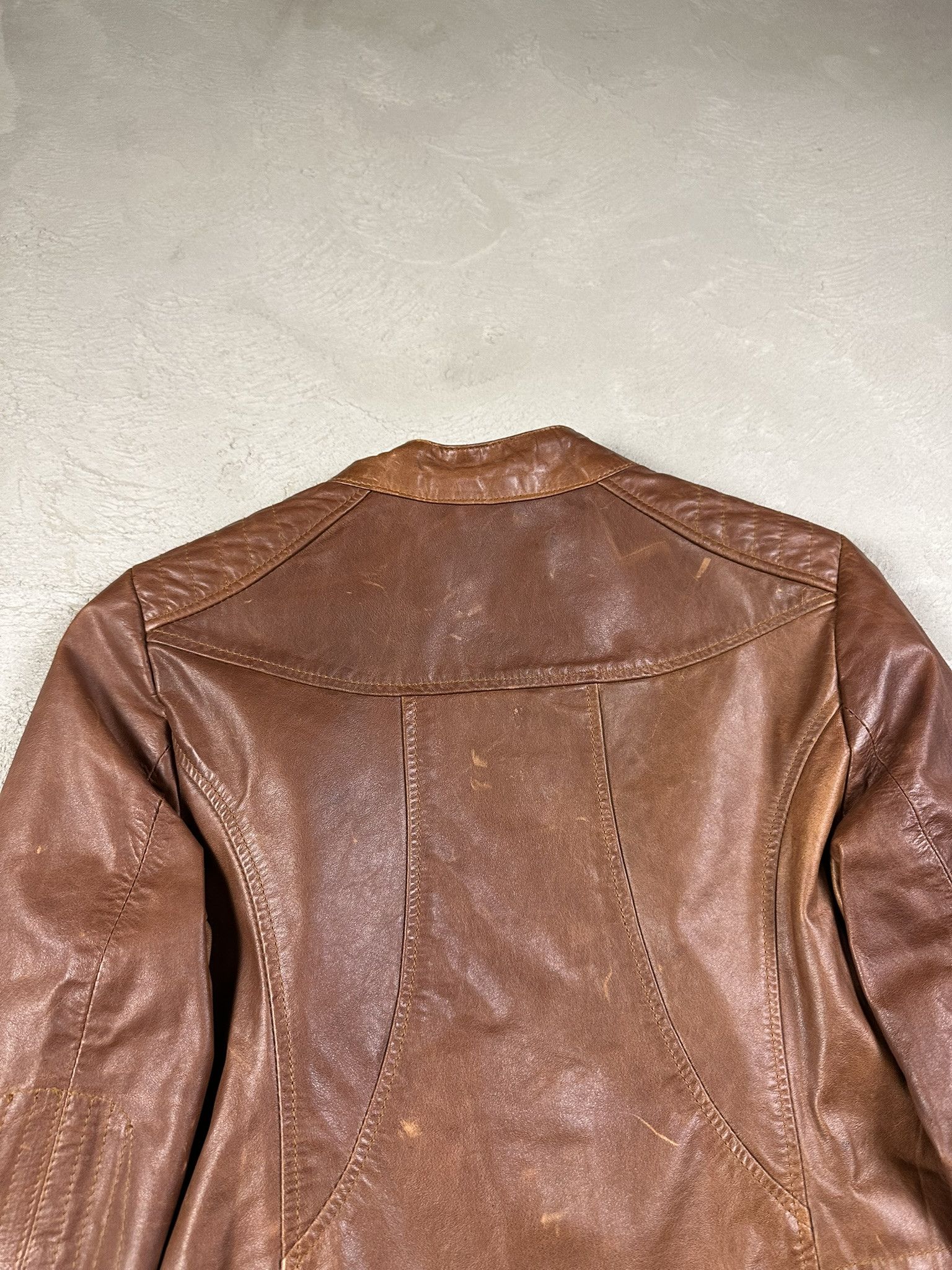 Genuine Leather Vintage Y2k Leather Biker Boxy Jacket 2000s Size L / US 10 / IT 46 - 7 Thumbnail