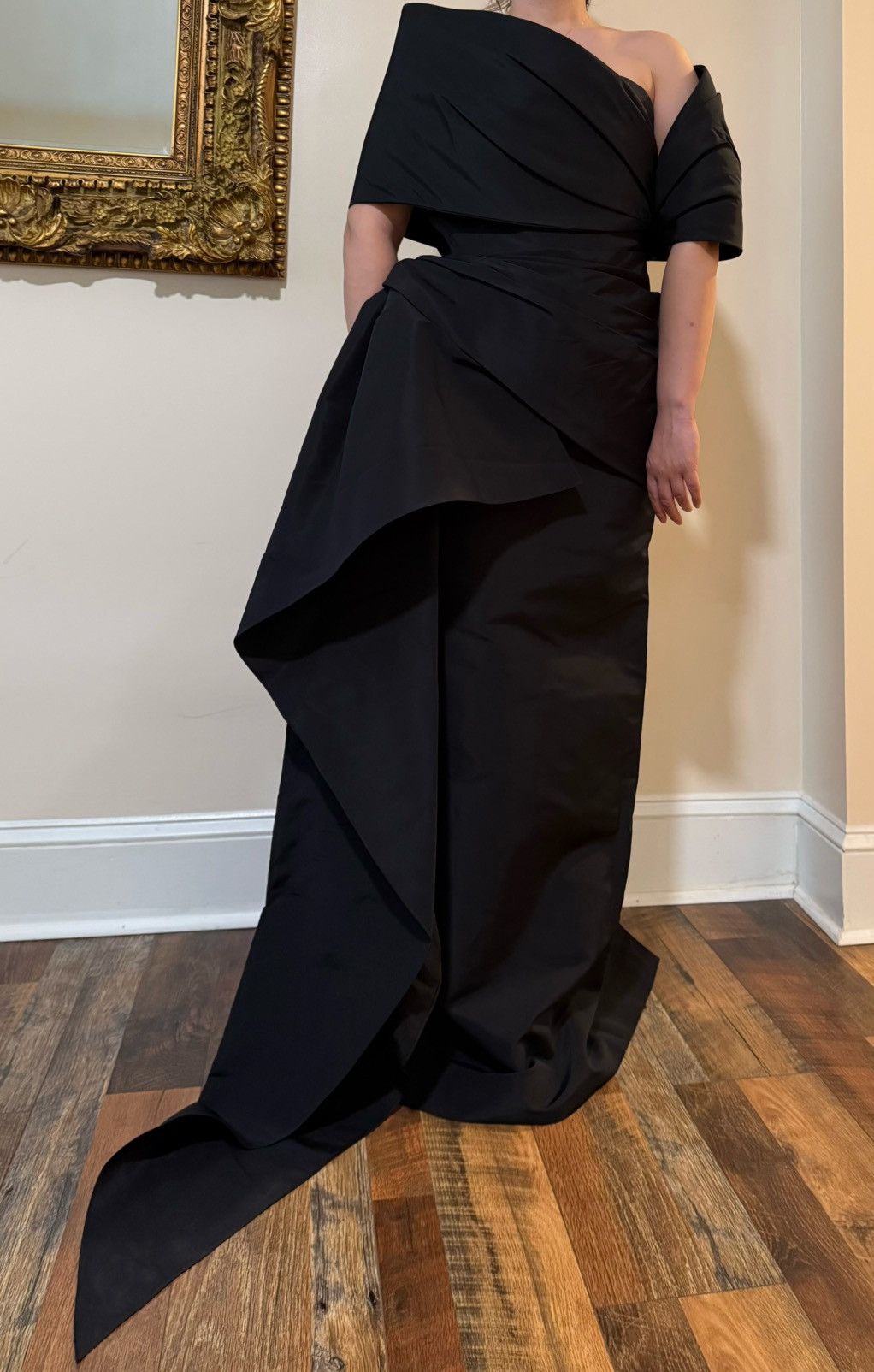 Oscar De La Renta Oscar de la Renta Black One-Shoulder Gown Size L / US 10 / IT 46 - 6 Thumbnail