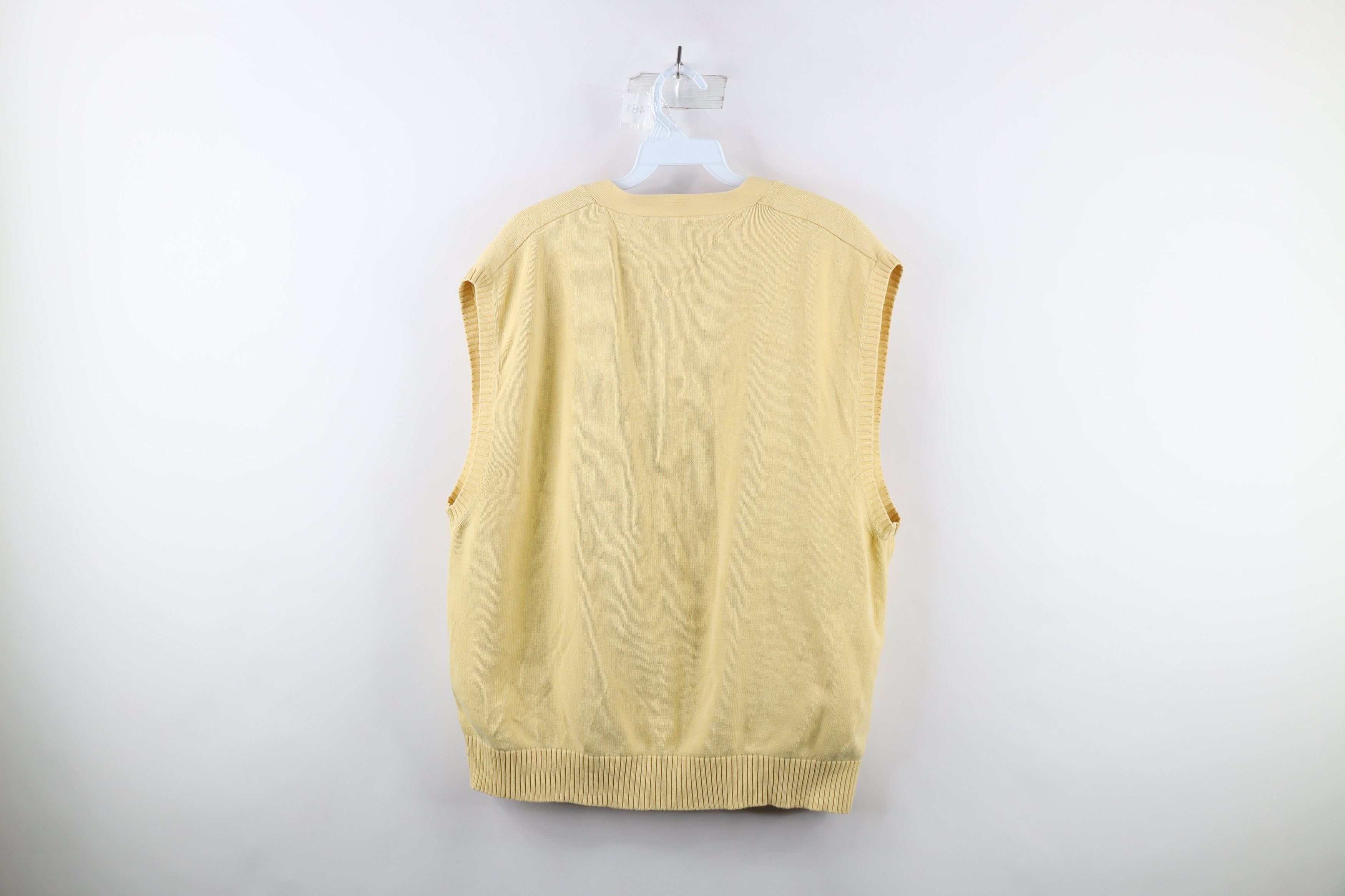 Tommy Hilfiger × Vintage Vintage 90s Tommy Hilfiger Knit Cardigan Sweater Vest Yellow Size US XL / EU 56 / 4 - 6 Thumbnail