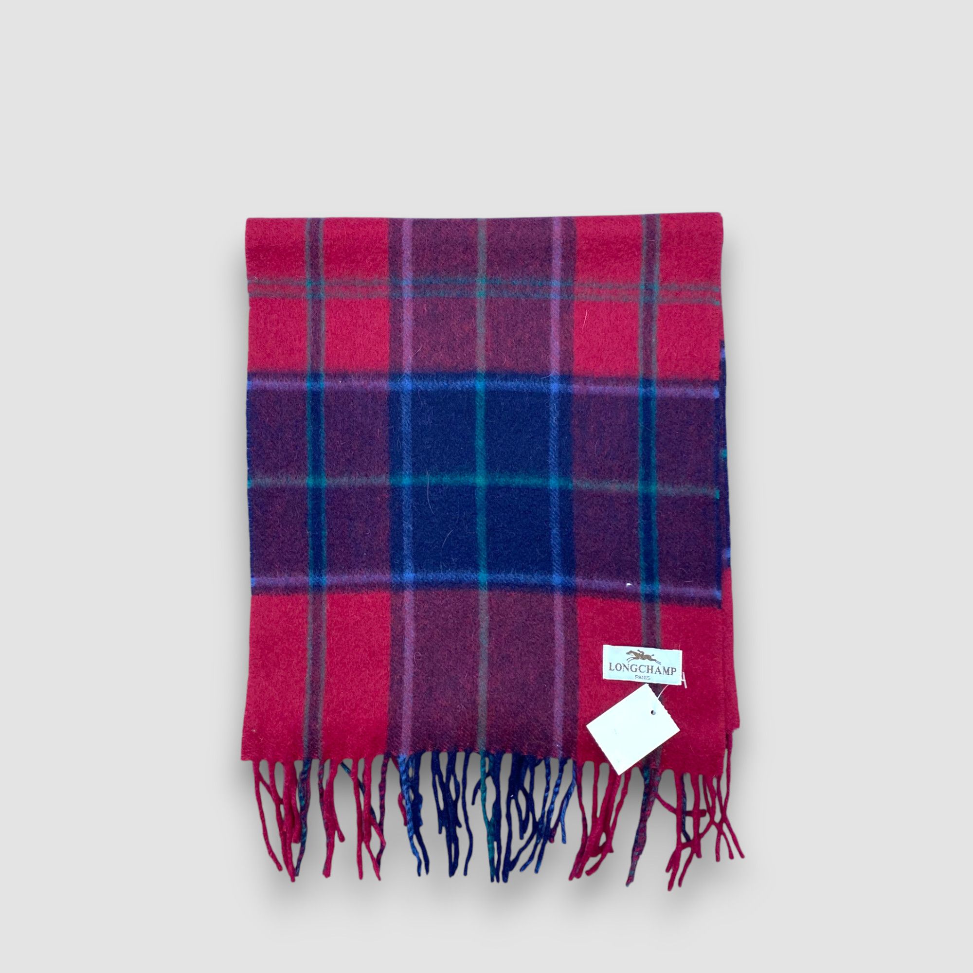 Longchamp Vintage Longchamp Scarf Muffler Wool Tartan Plaid Scarves Size ONE SIZE - 2 Thumbnail