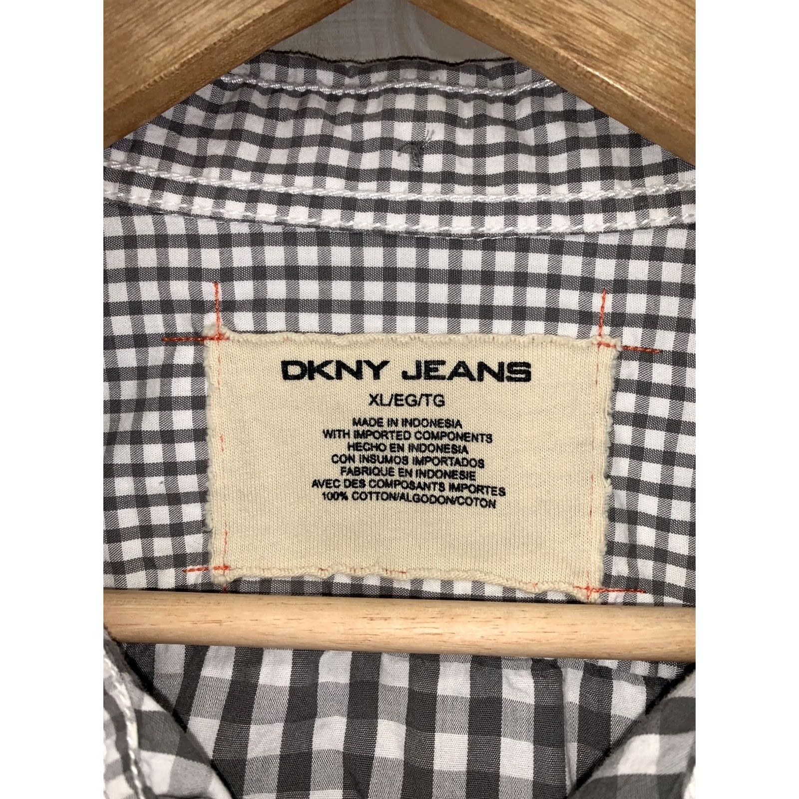DKNY DKNY Mens XL Cotton Button Up Graphic Front Shirt-6439 Shirt XL Gray White Men Logo Button-Up Vintage No Size US XL / EU 56 / 4 - 4 Thumbnail