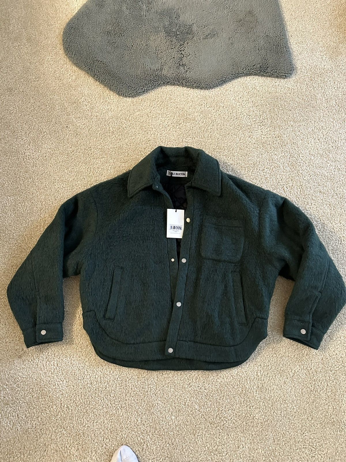 image of Cole Buxton Wool Overshirt in Green, Men's (Size XS)