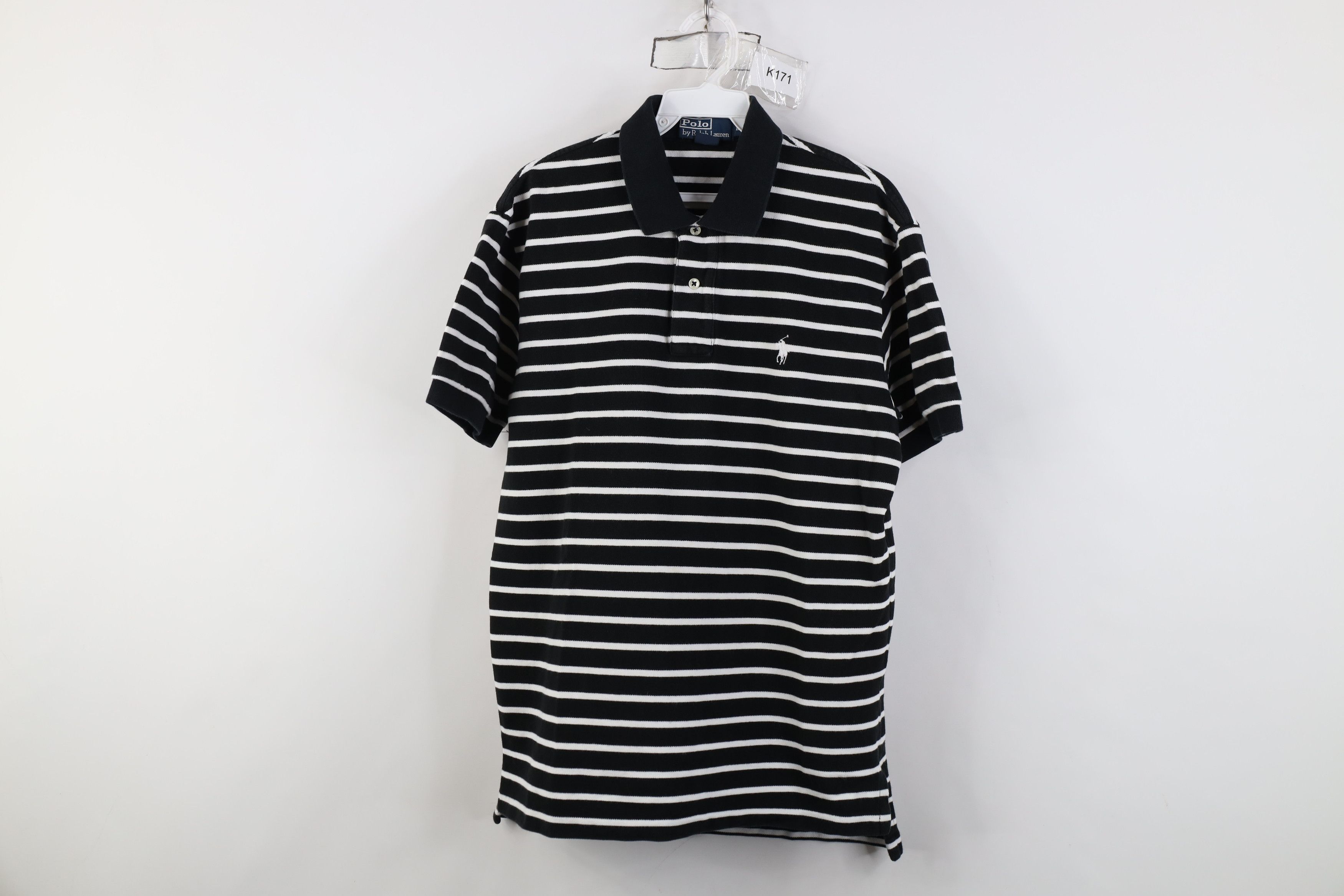 Polo Ralph Lauren Vintage 90s Ralph Lauren Pique Cotton Golf Polo Shirt Black Size US M / EU 48-50 / 2 - 1 Thumbnail