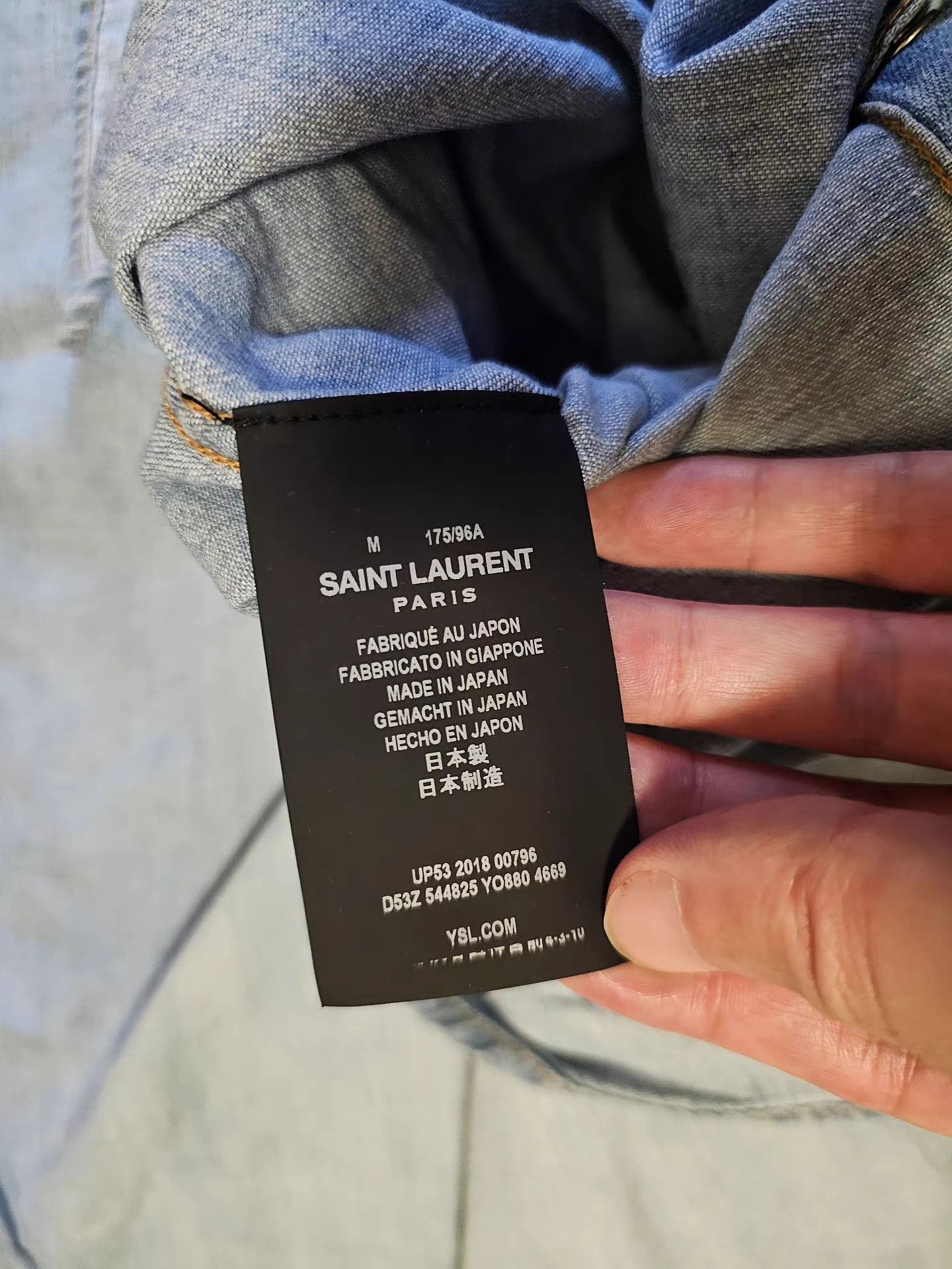 Saint Laurent Paris Saint Laurent Washed Denim Short Sleeve Shirt Size US M / EU 48-50 / 2 - 3 Thumbnail
