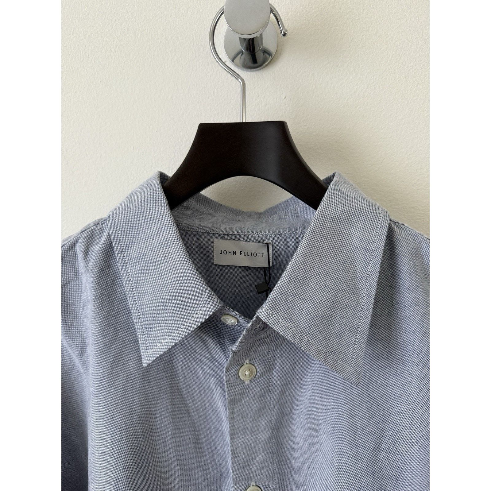 John Elliott NEW Blue Oxford Cloak Button Up Size US M / EU 48-50 / 2 - 10 Thumbnail
